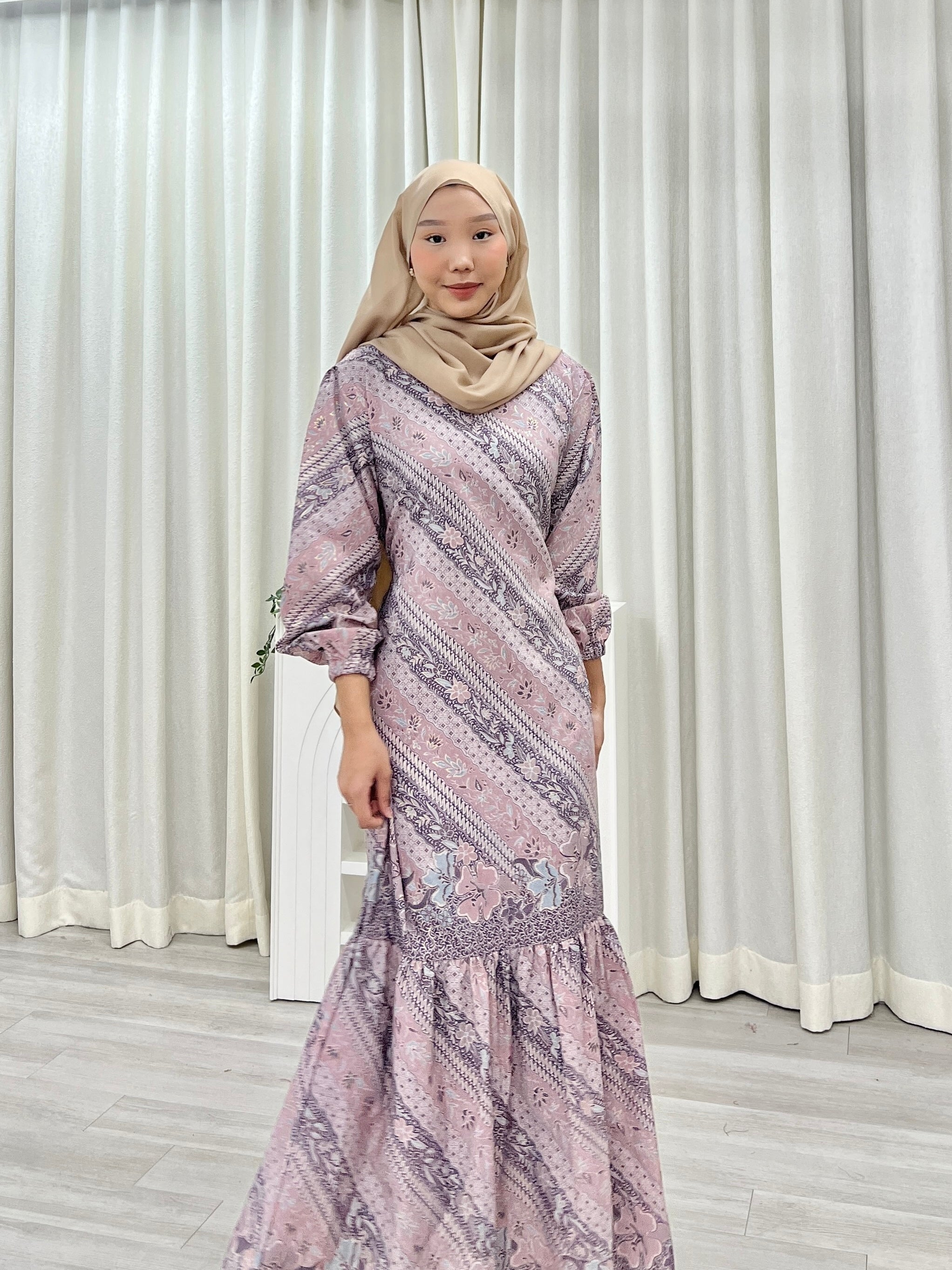 Batik Square Neck Ruffle Dress - Ahina