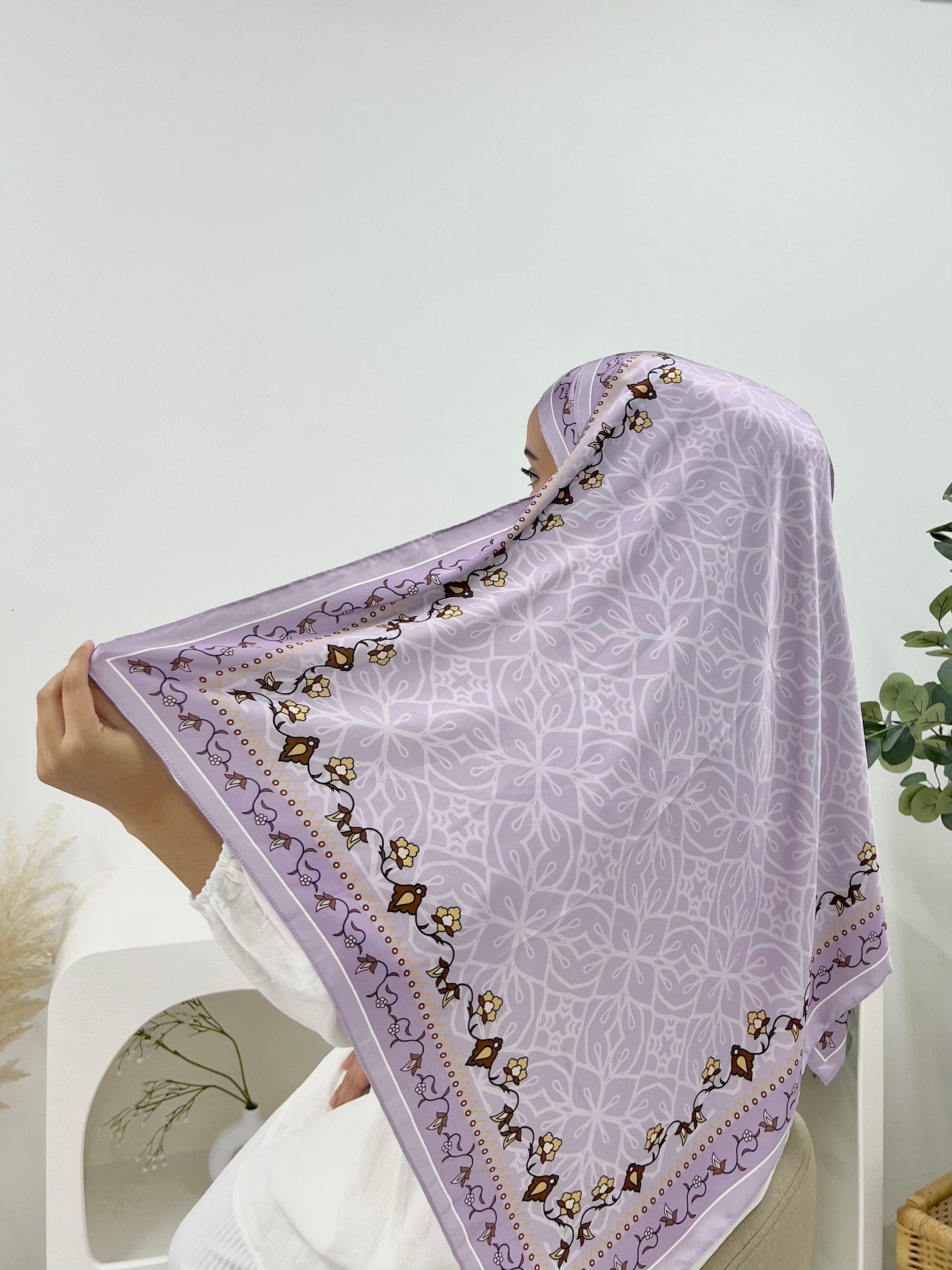 Printed Matte Satin Shawl - Whimsical