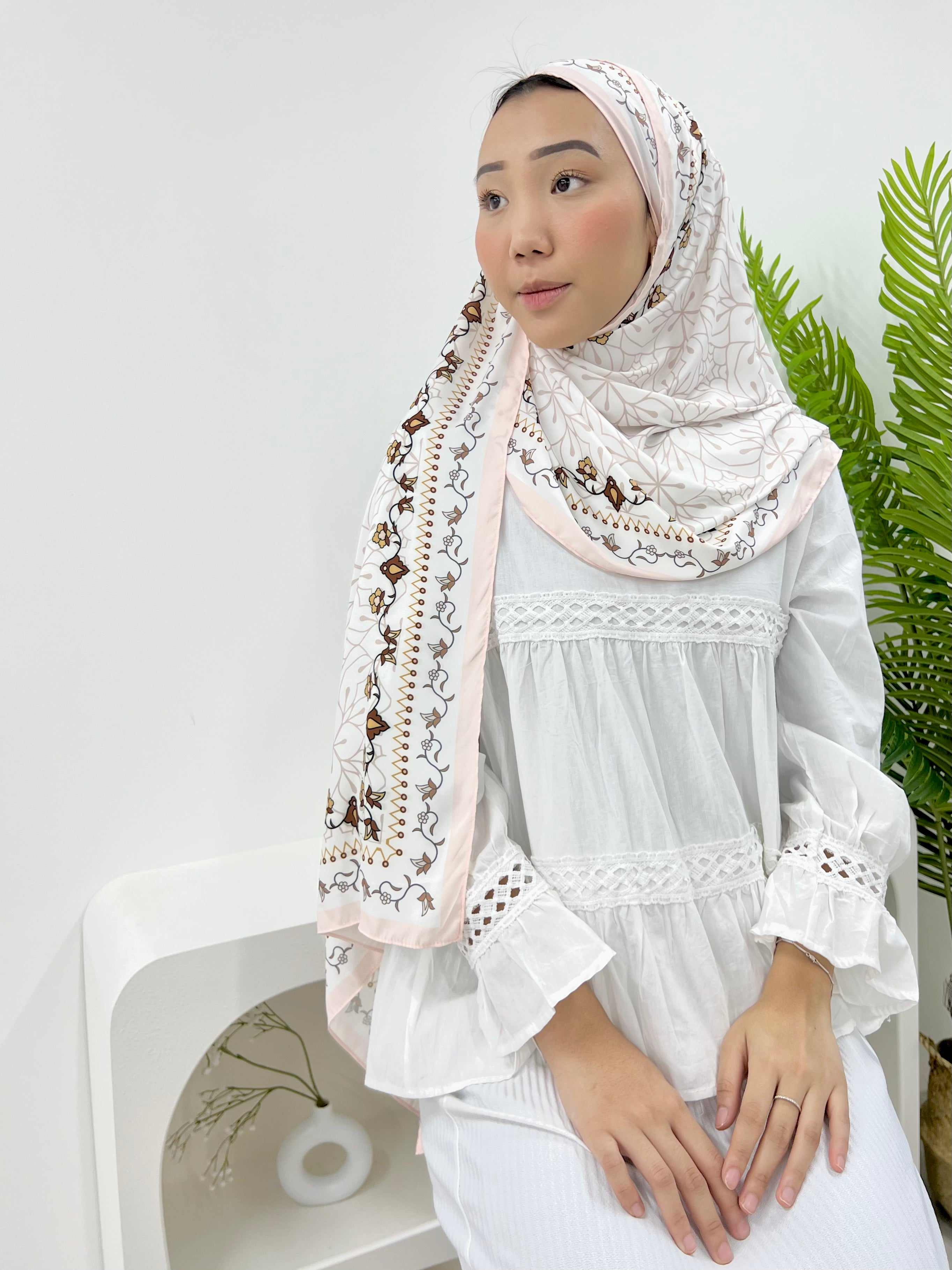 Printed Matte Satin Shawl - Whimsical