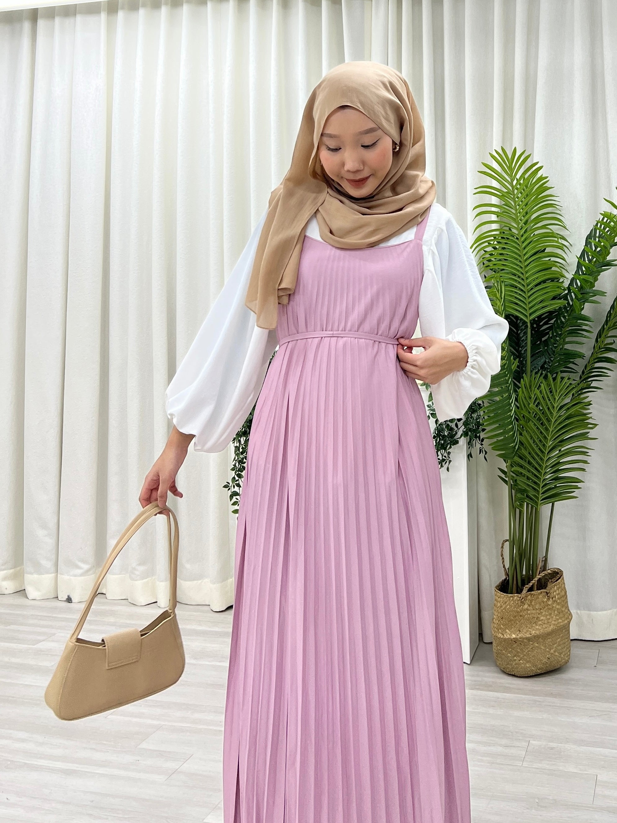 Pleated Slip On Dress