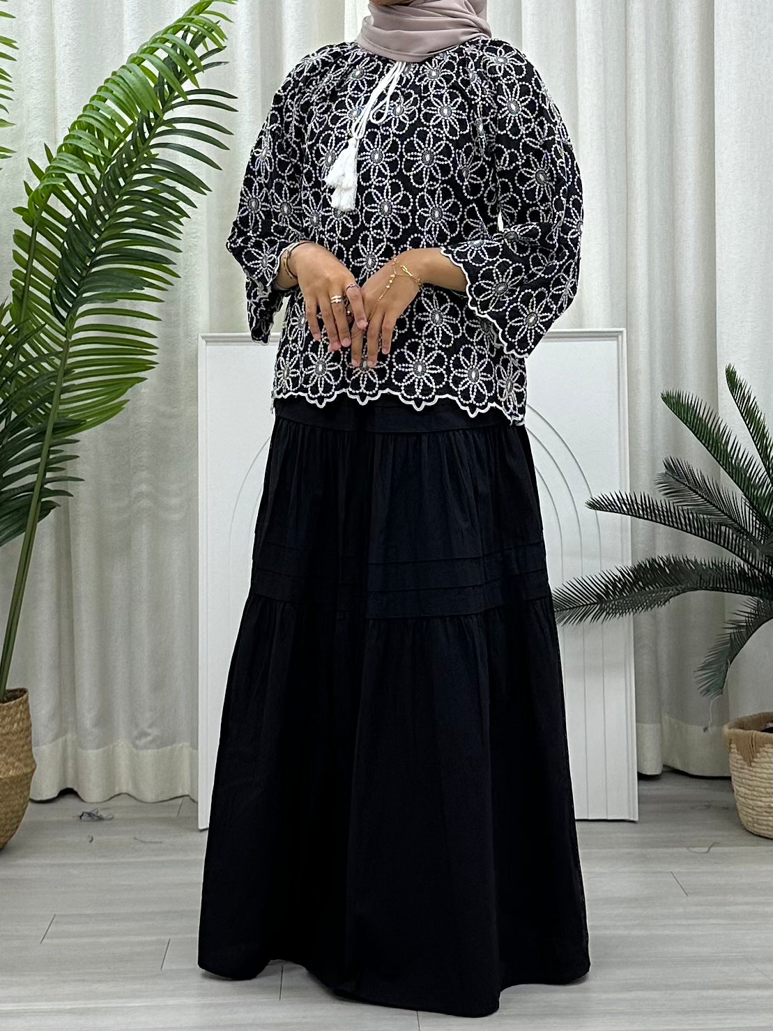 Flora Embroidered String Top