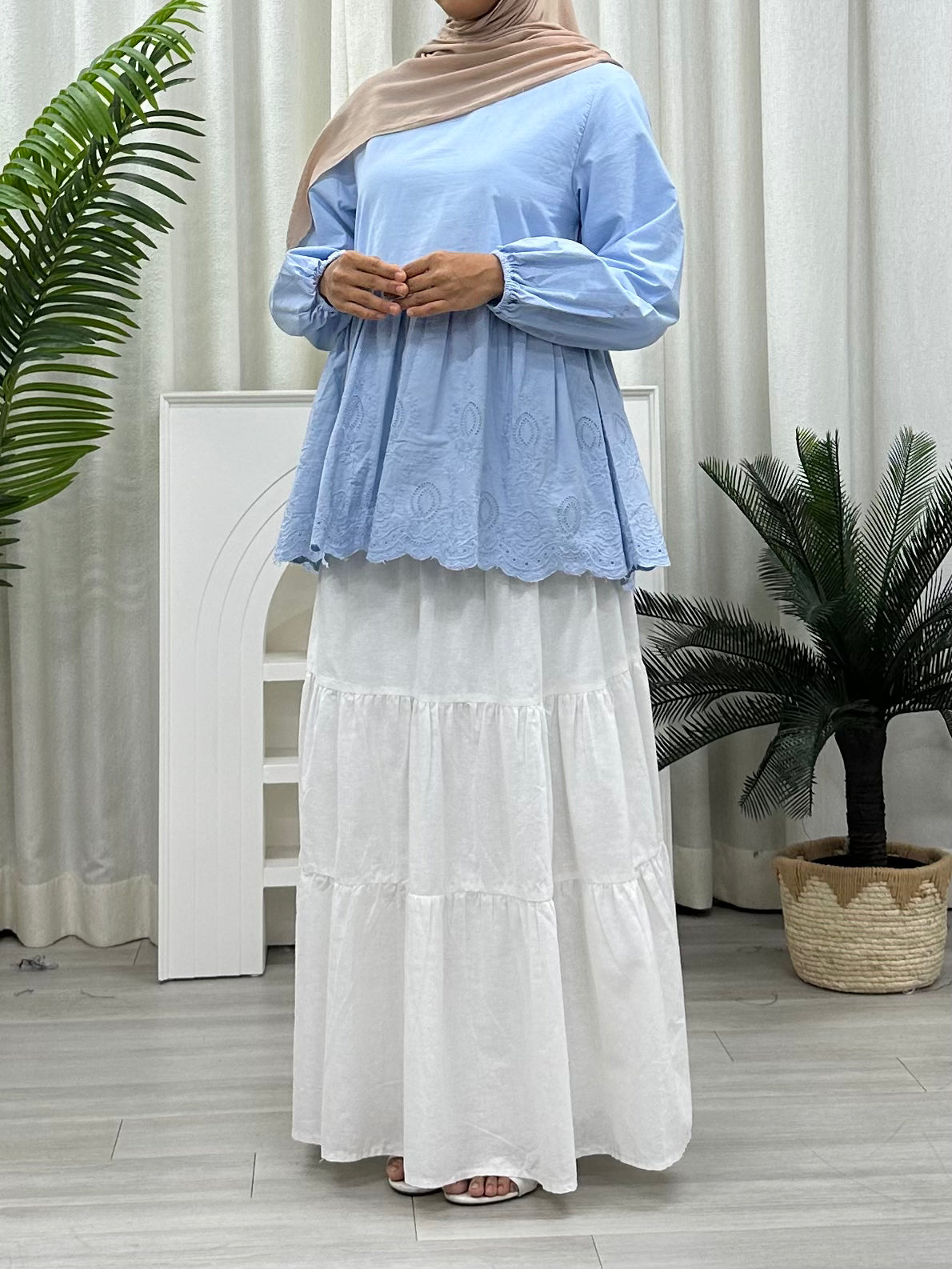 Rose Eyelet Babydoll Blouse