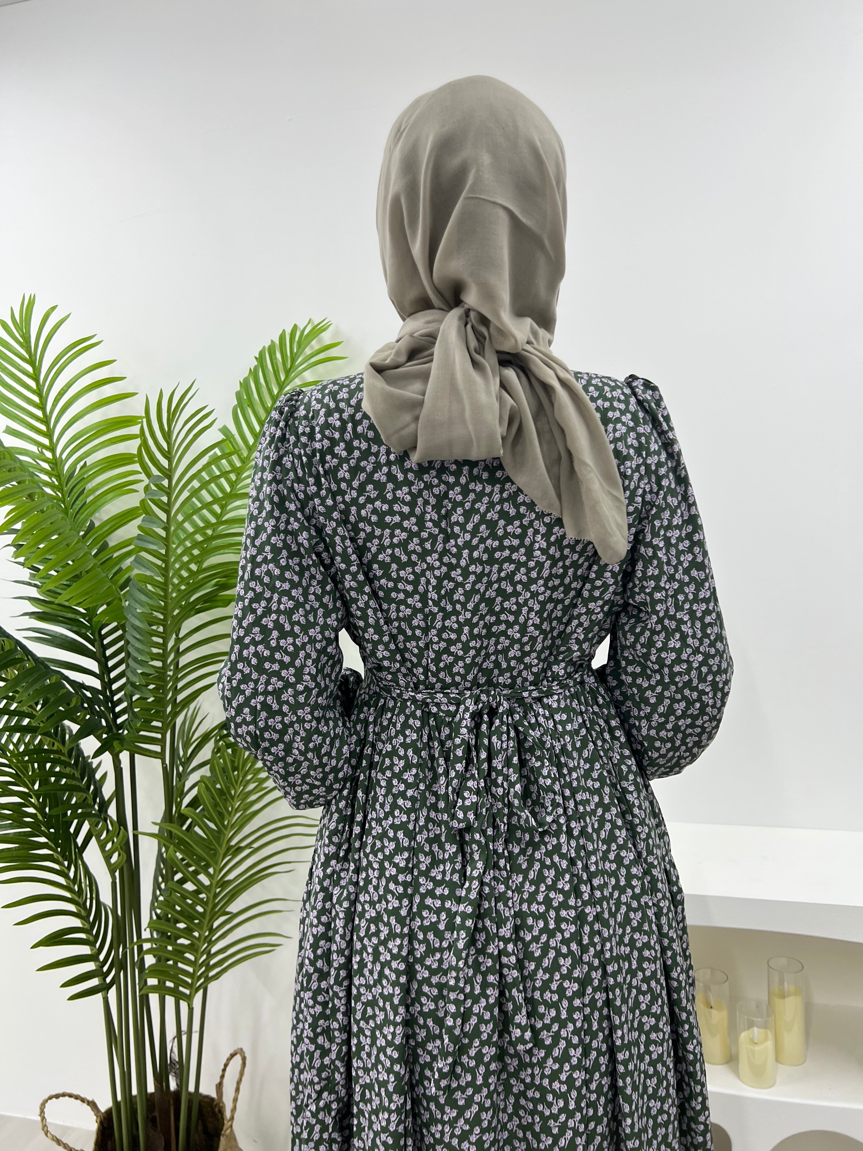 Printed Milkmaid Dress - Green Reen