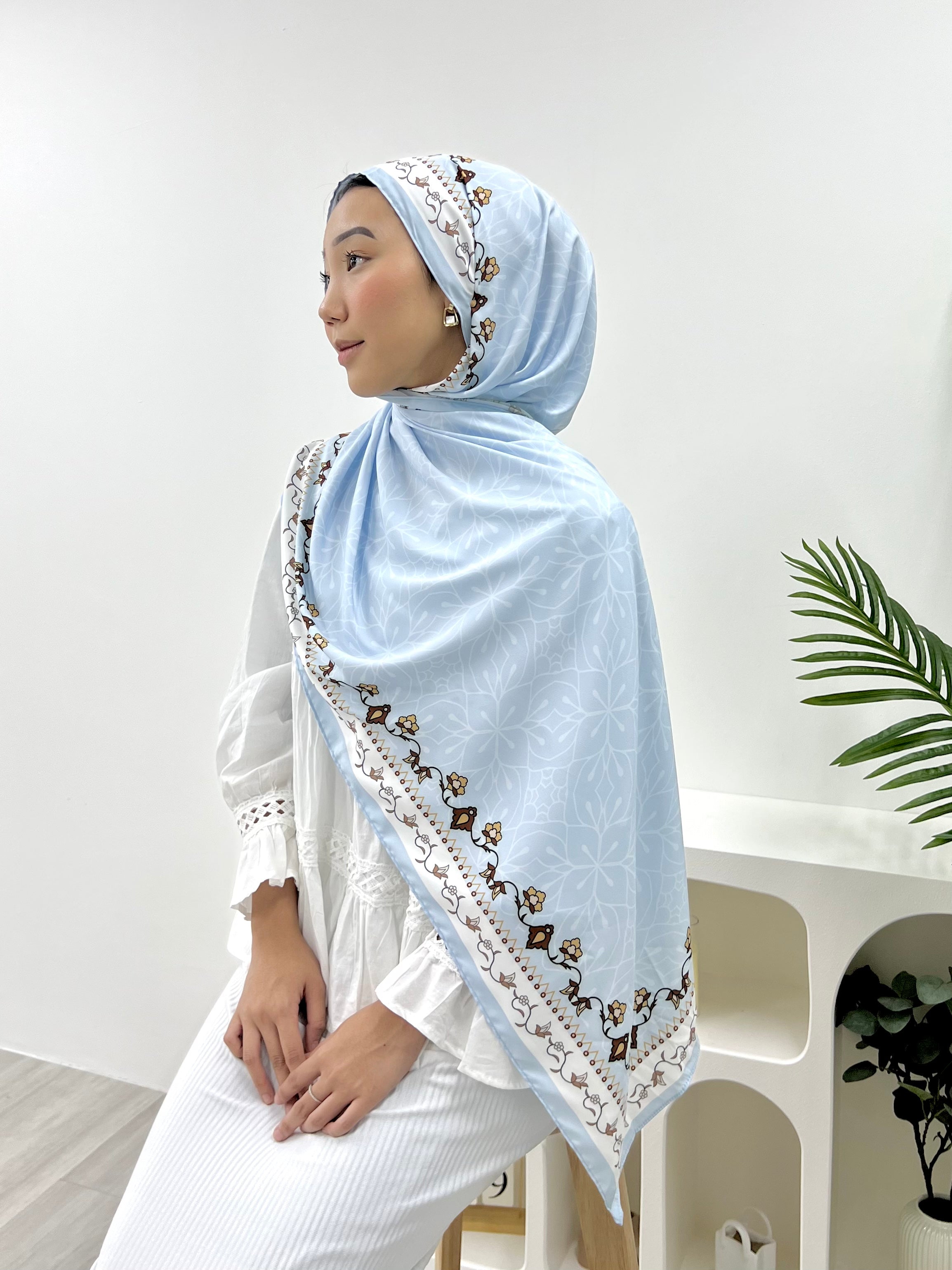 Printed Matte Satin Shawl - Whimsical