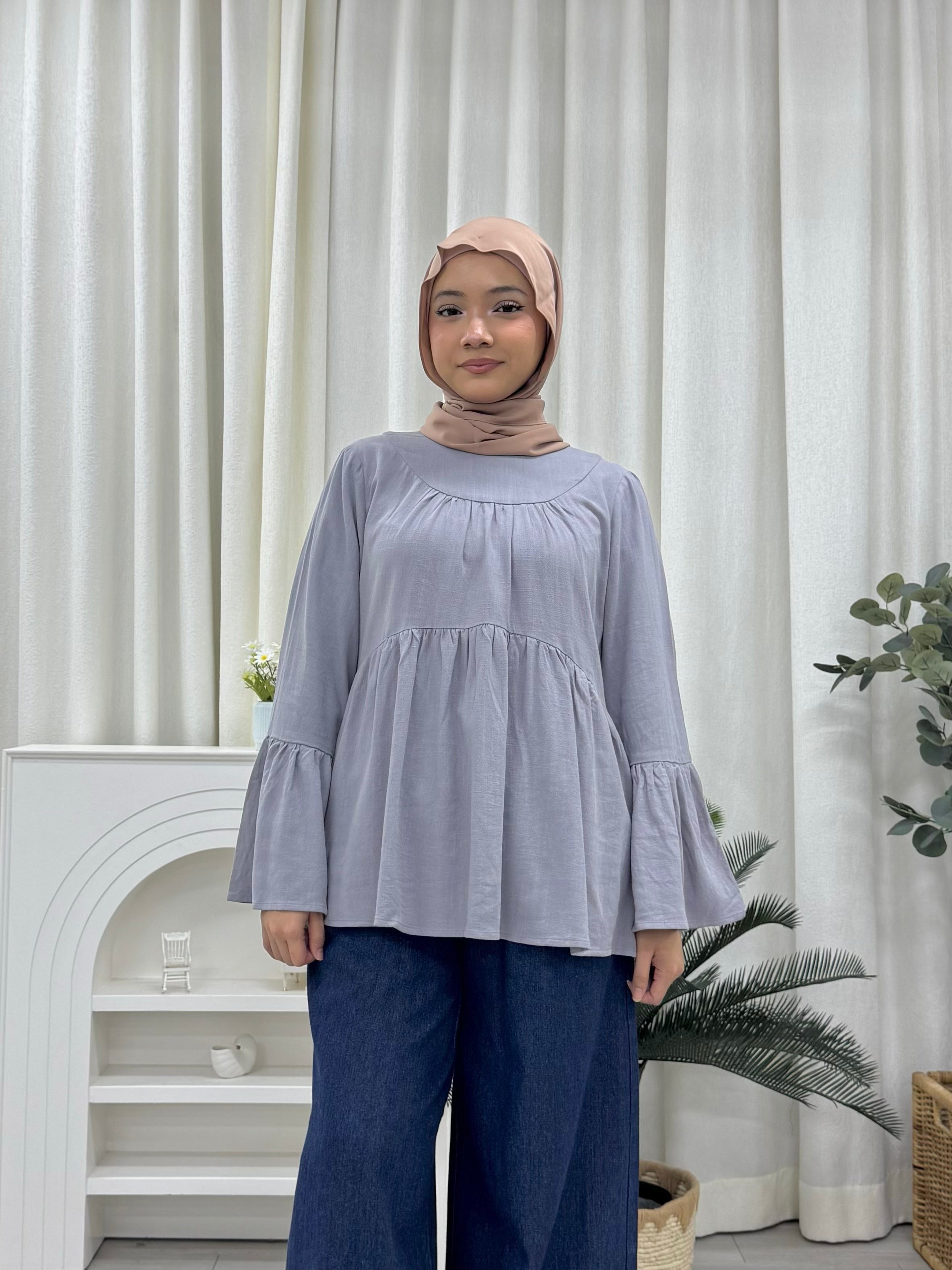 Swan Bell Wing Top Linen Pockets