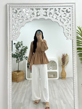 Load image into Gallery viewer, Polyester Ruched Ruffle Top
