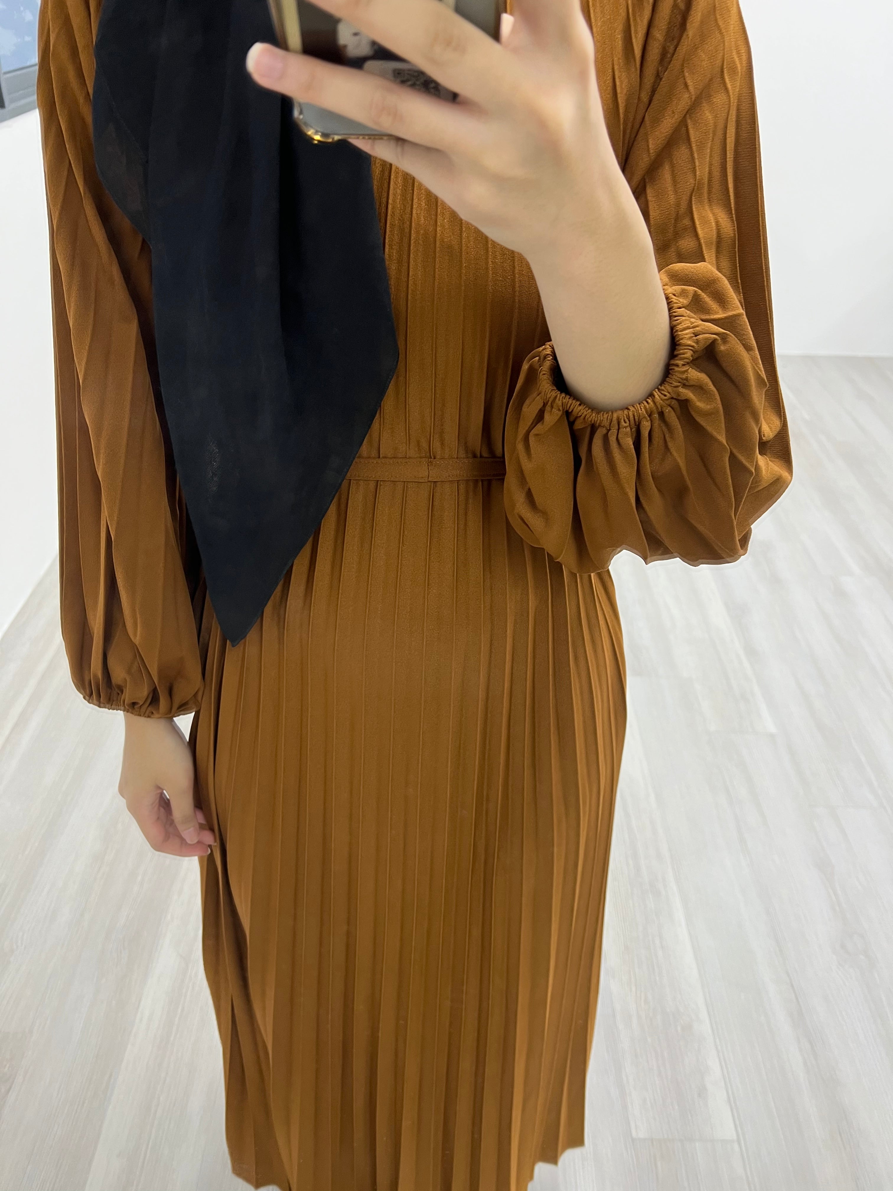 Pleated Sleeve Cuff Dress Happy Vibes Pleated Sleeve Cuff Dress Happy Vibes