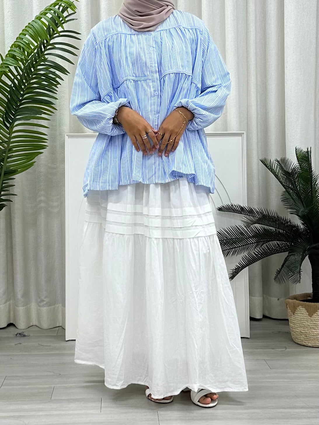 Candy Striped Button Blouse