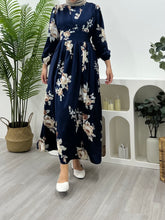 Load image into Gallery viewer, Printed Milkmaid Dress - Flovy Navy

