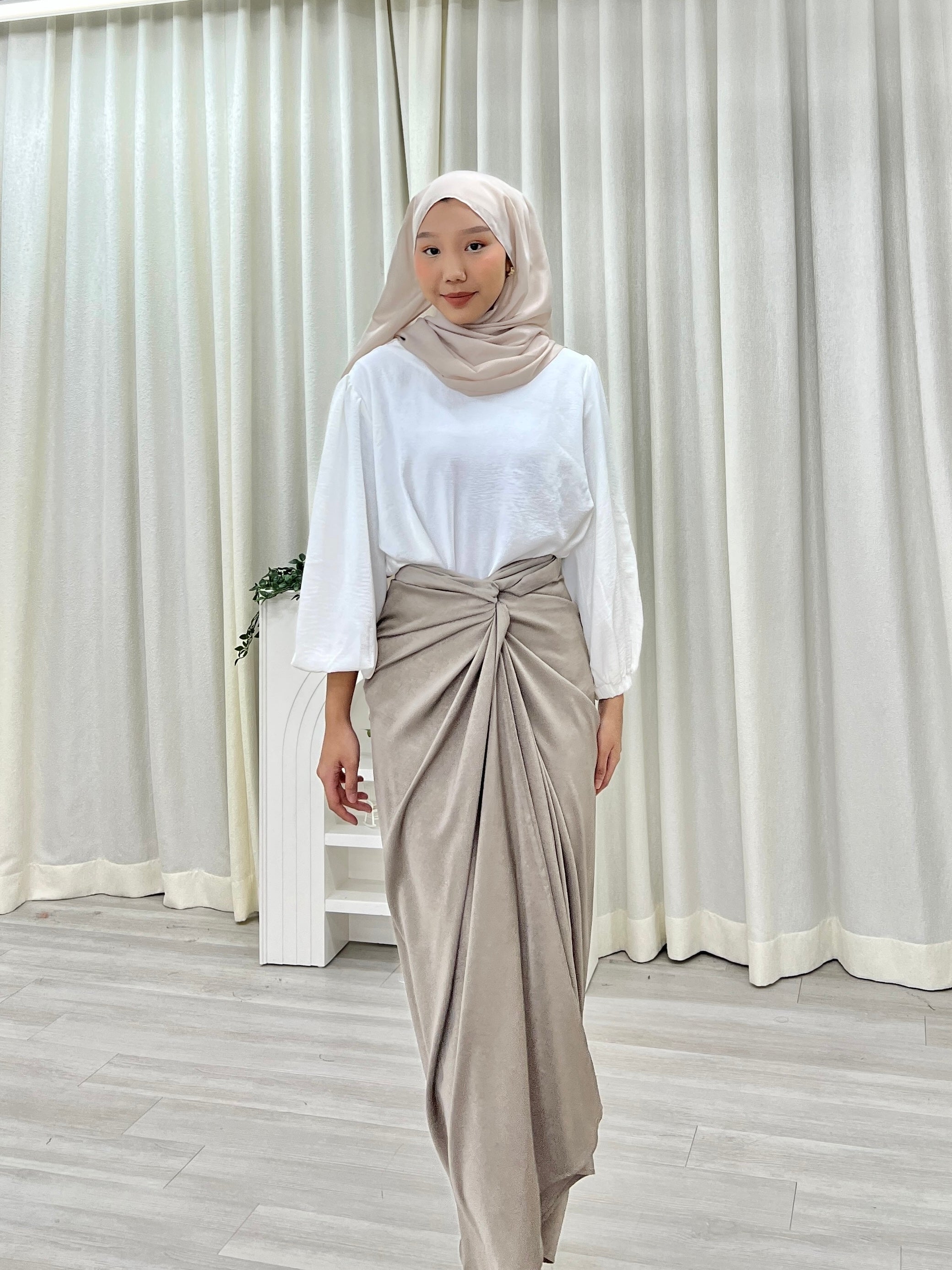 Textured Satin Wrap Skirt