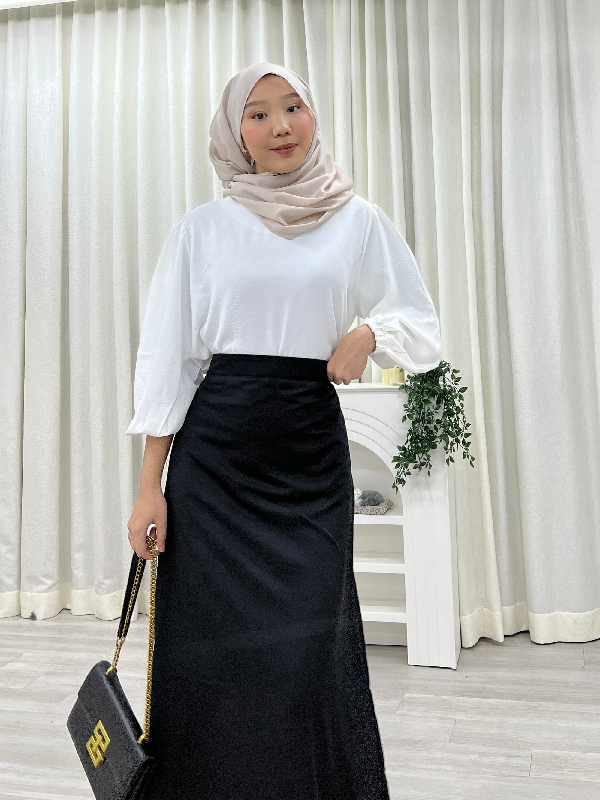 Satin A-line Skirt