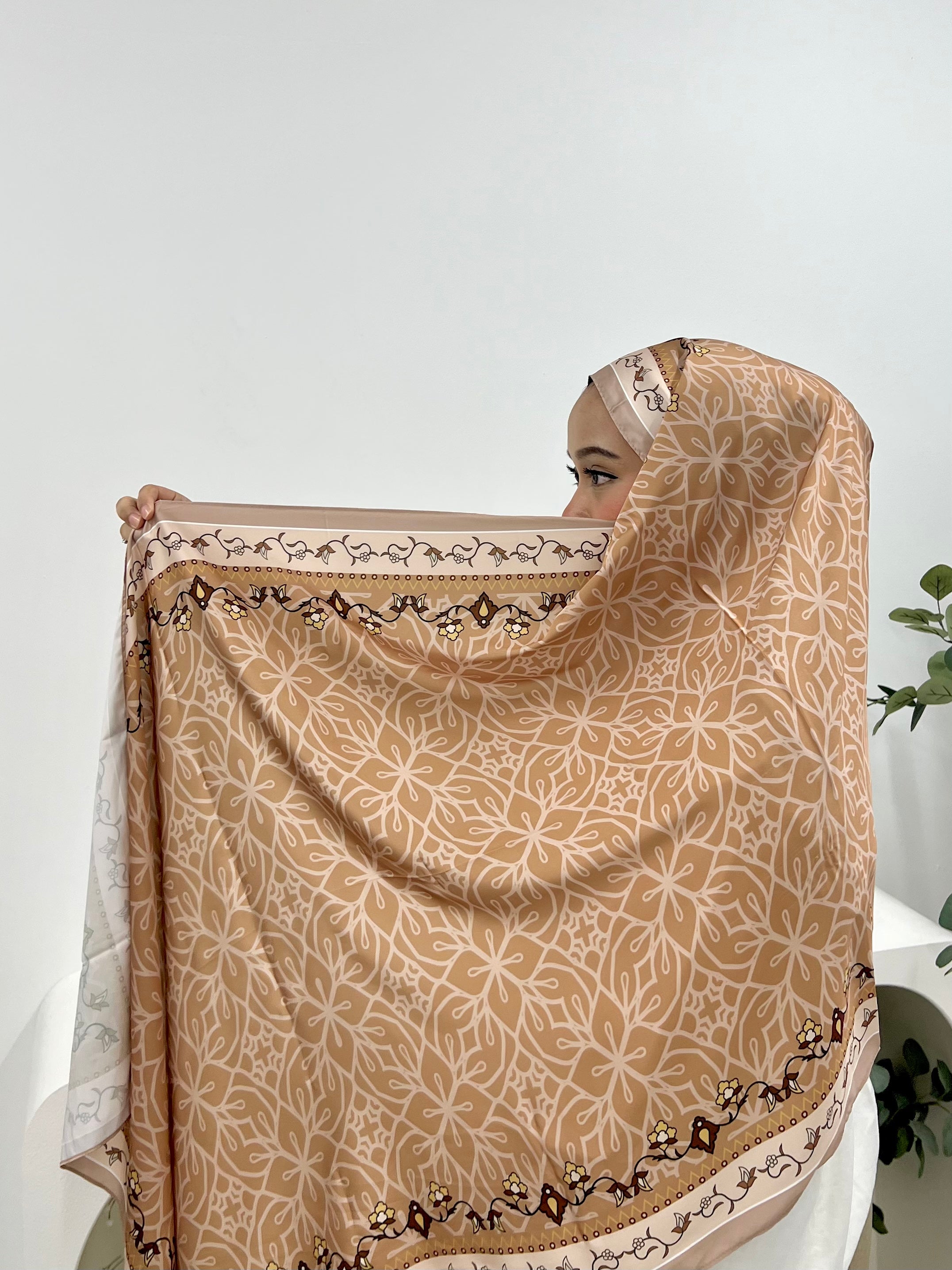 Printed Matte Satin Shawl - Whimsical