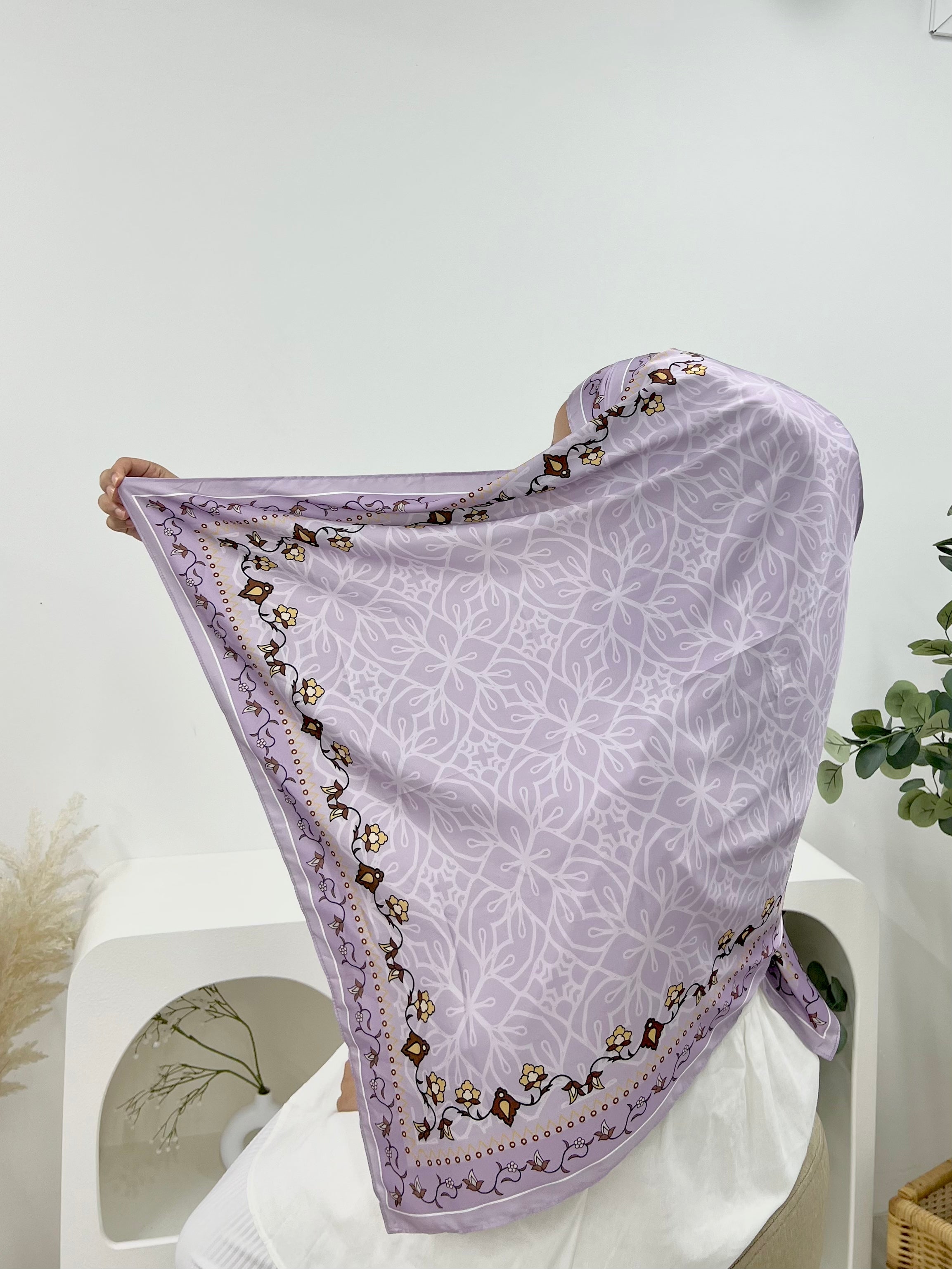 Printed Matte Satin Shawl - Whimsical