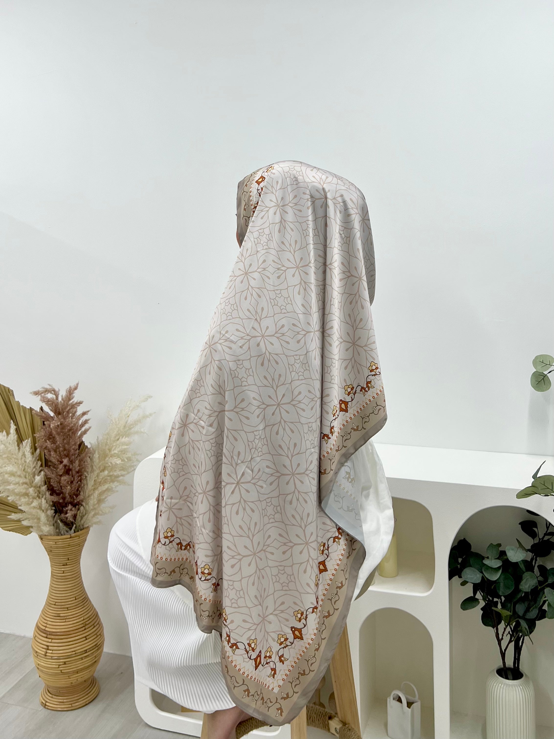 Printed Matte Satin Shawl - Whimsical