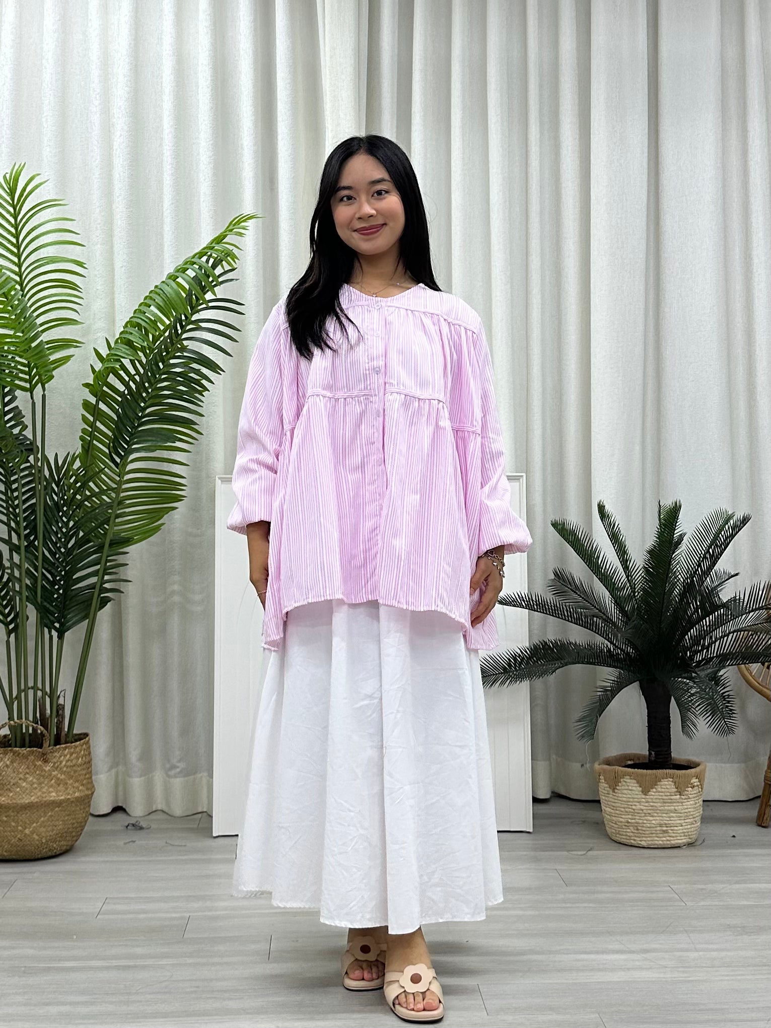 Candy Striped Button Blouse