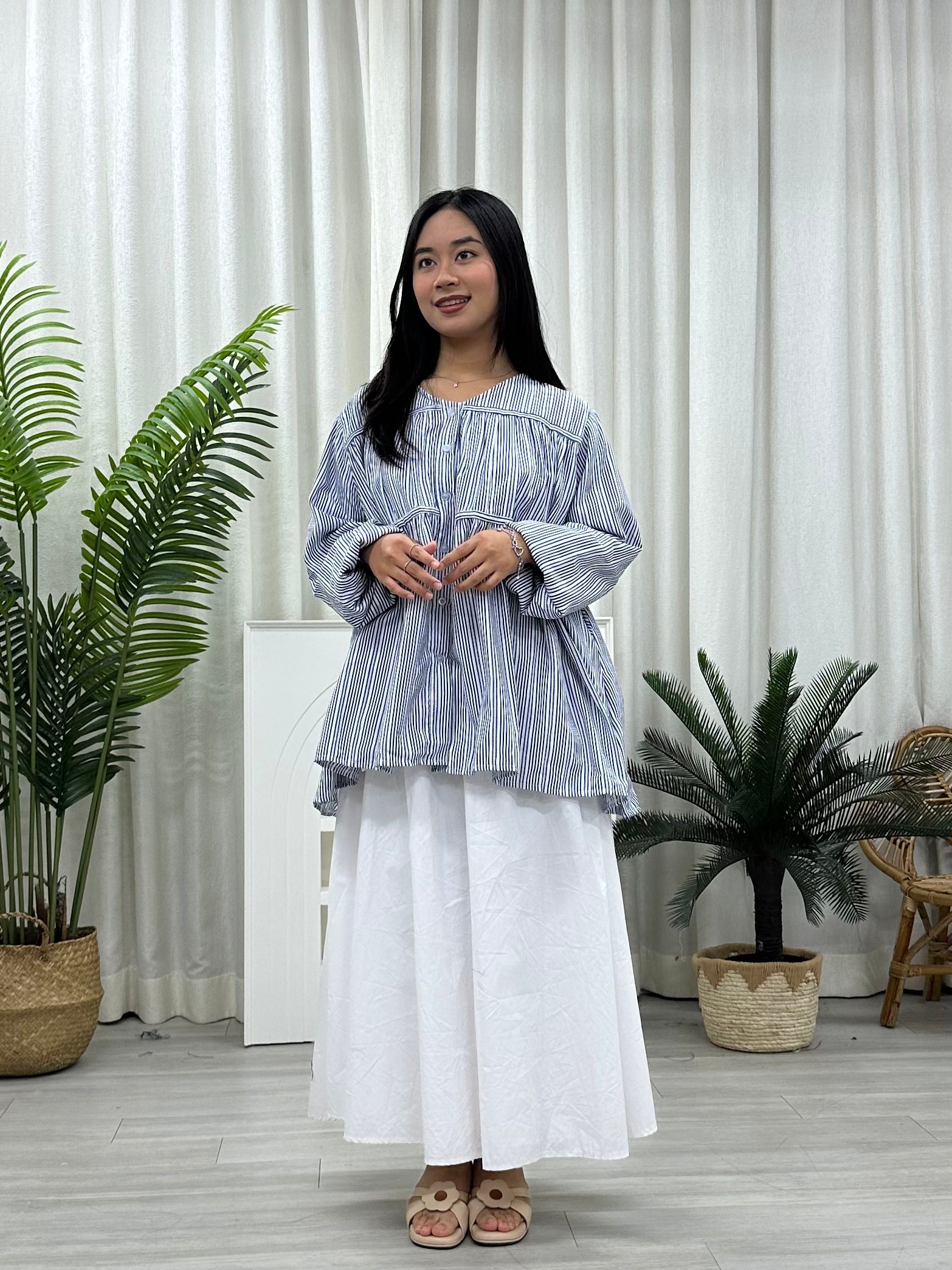 Candy Striped Button Blouse