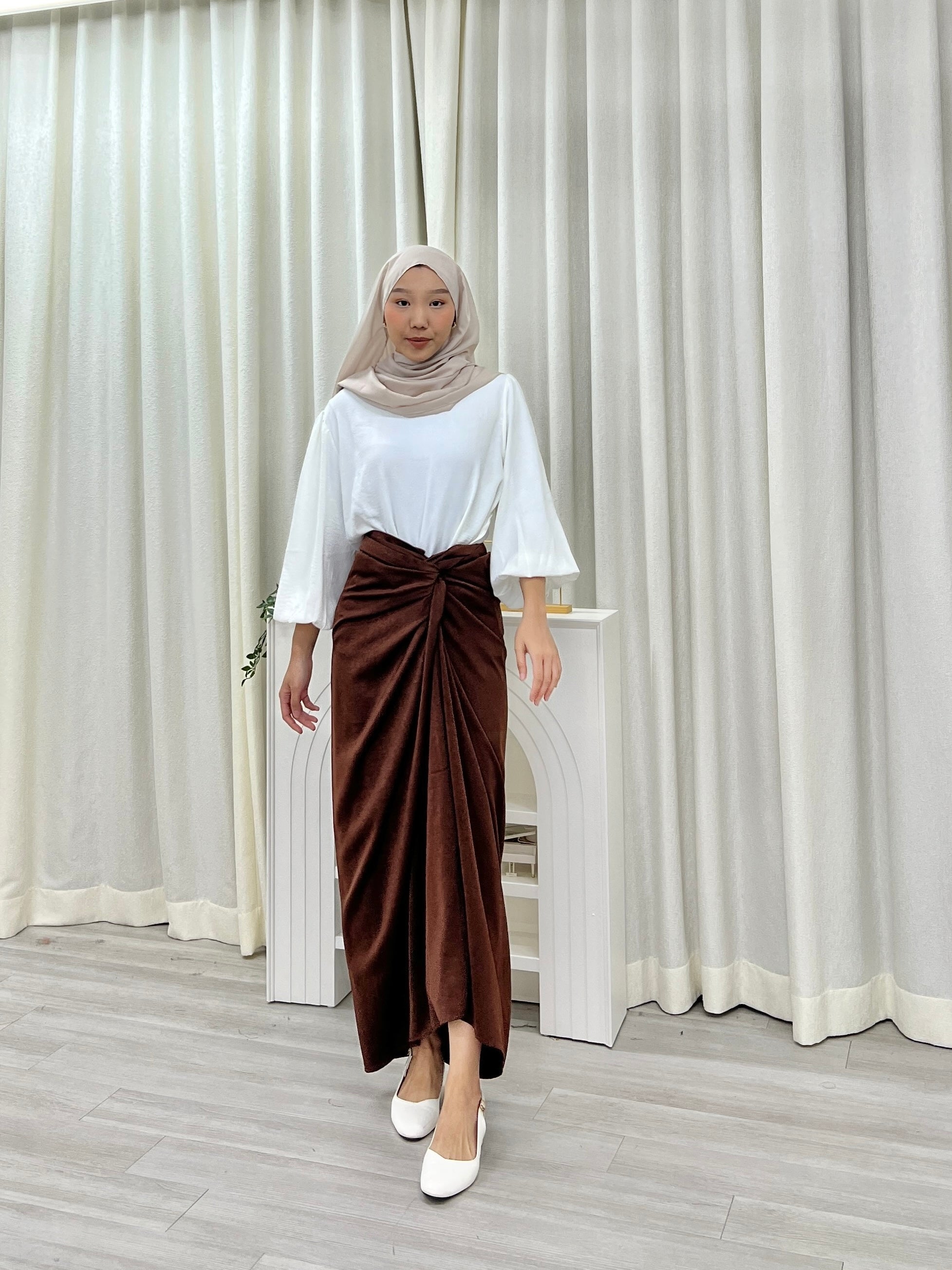 Textured Satin Wrap Skirt