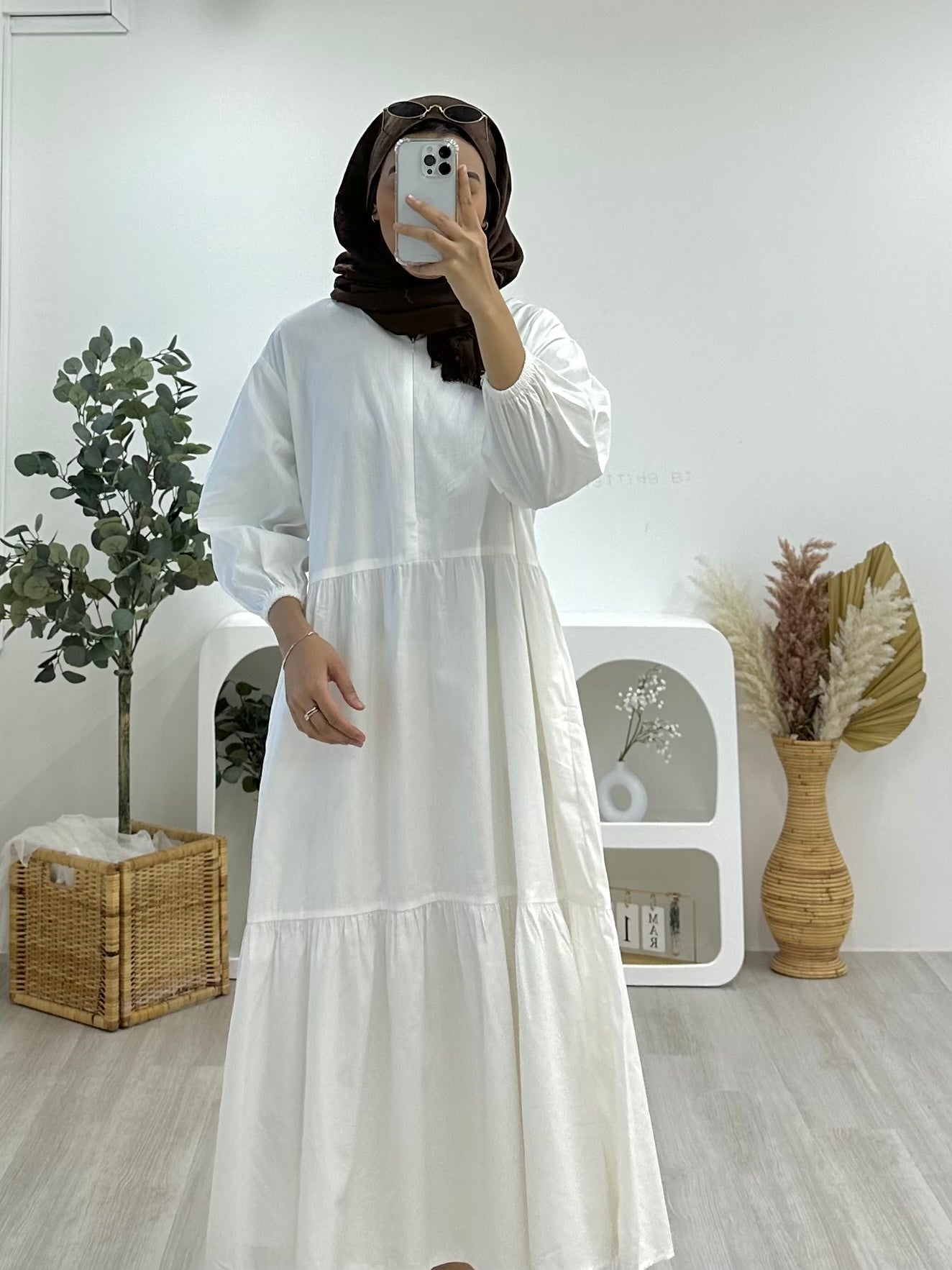 Plain Nursing Friendly Linen Dress