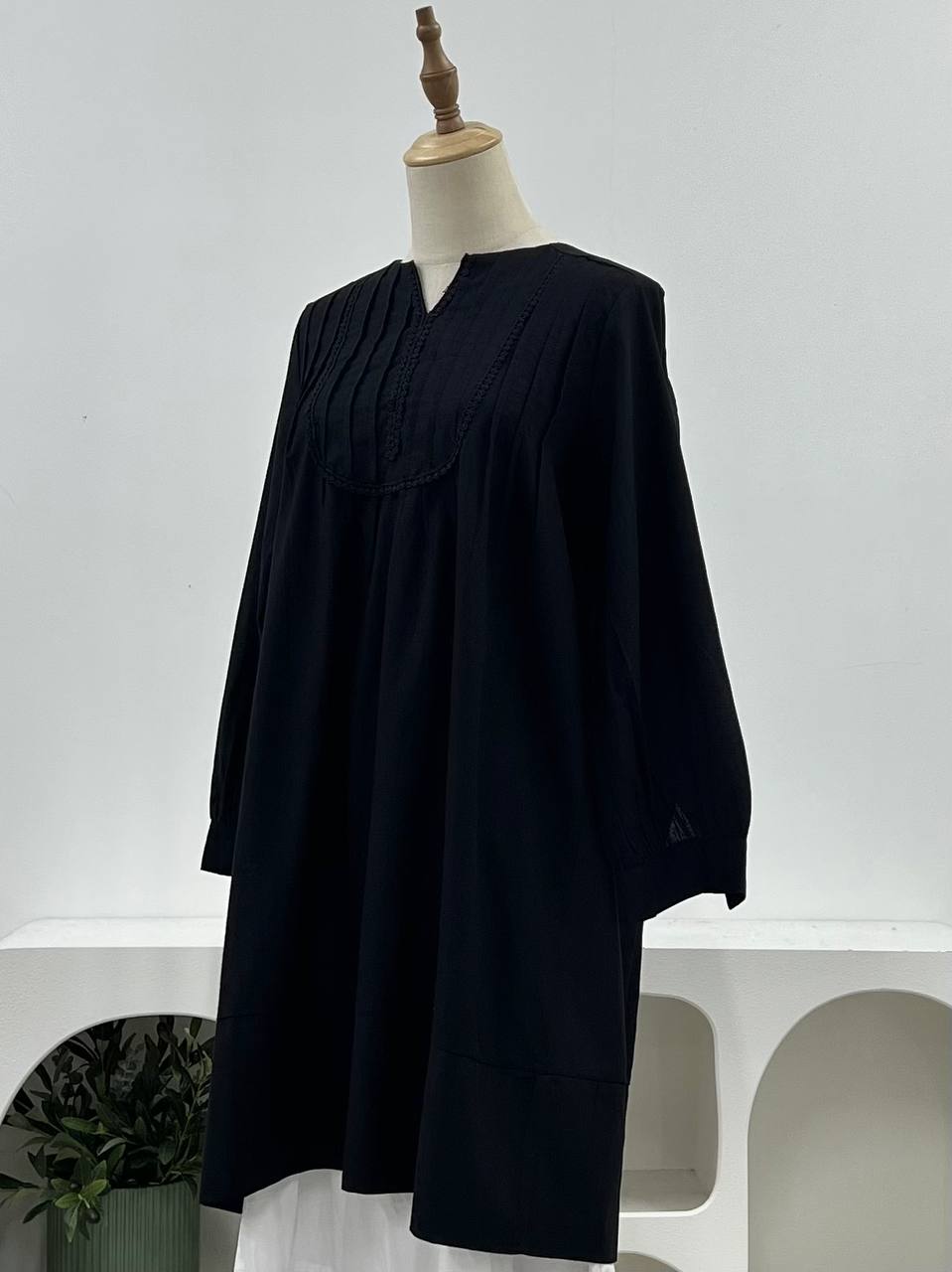 Belle Pleated Lace Tunic - Linen