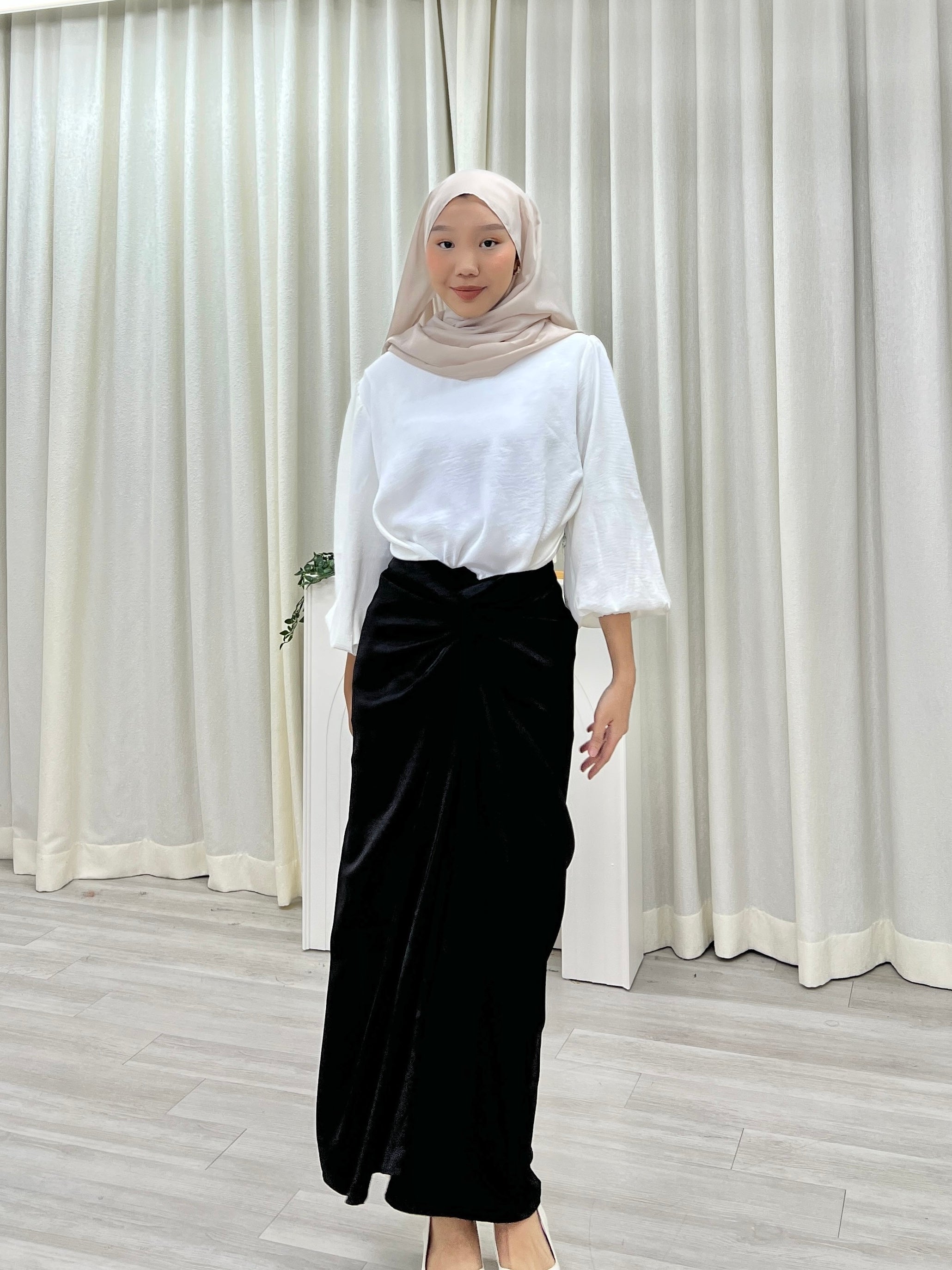 Textured Satin Wrap Skirt