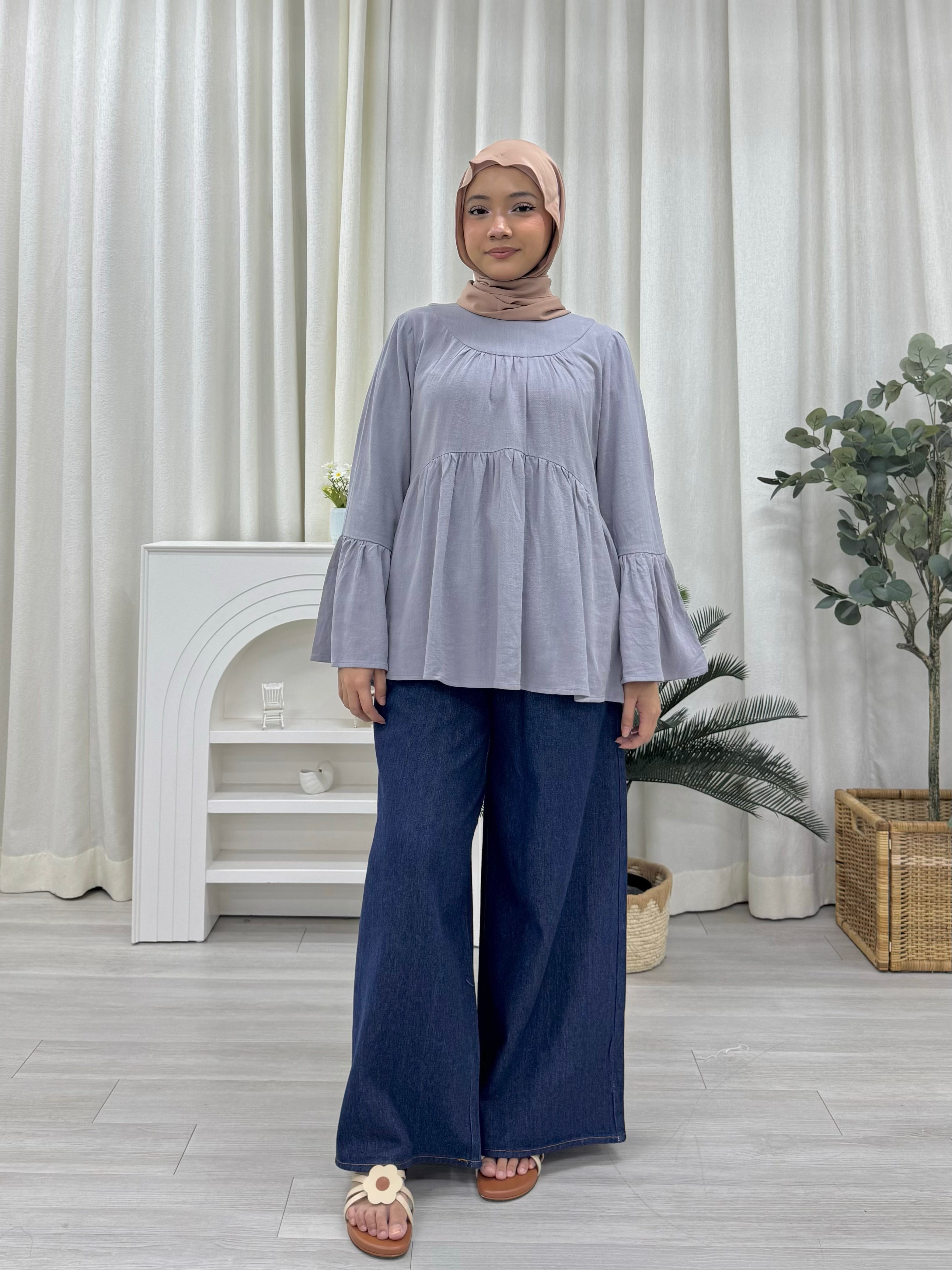 Swan Bell Wing Top Linen Pockets