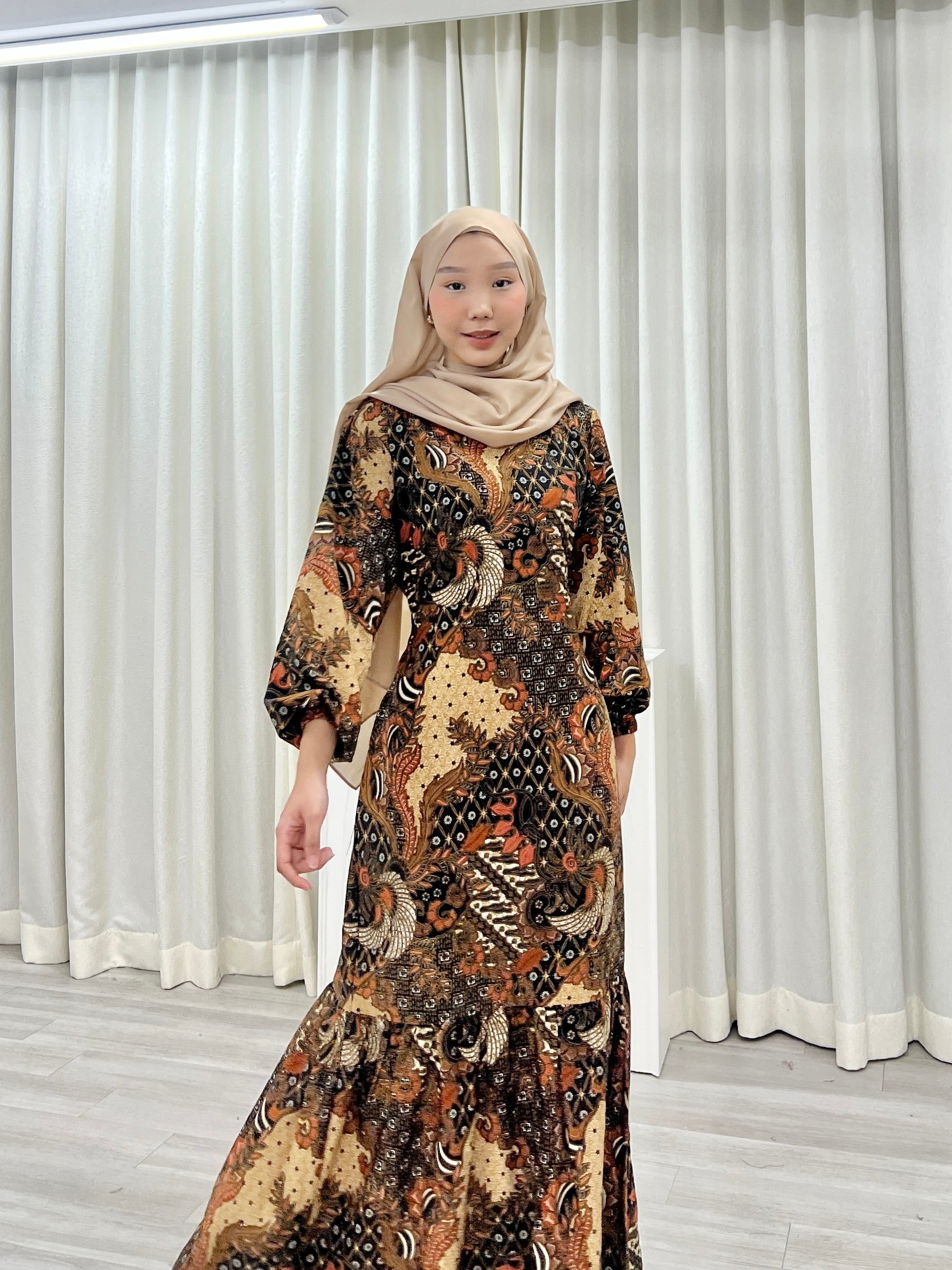 Batik Square Neck Ruffle Dress Batik Square Neck Ruffle Dress