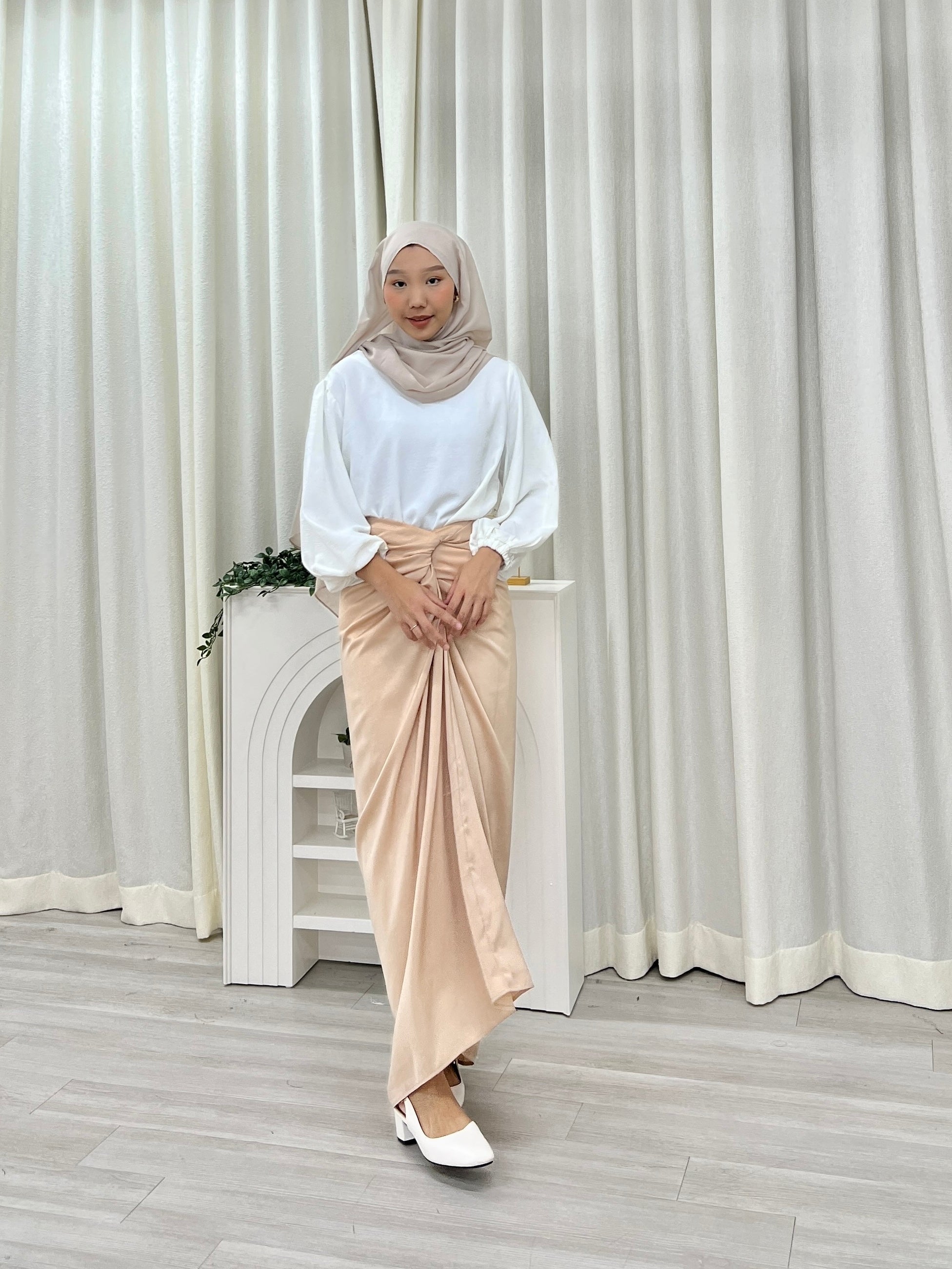 Textured Satin Wrap Skirt