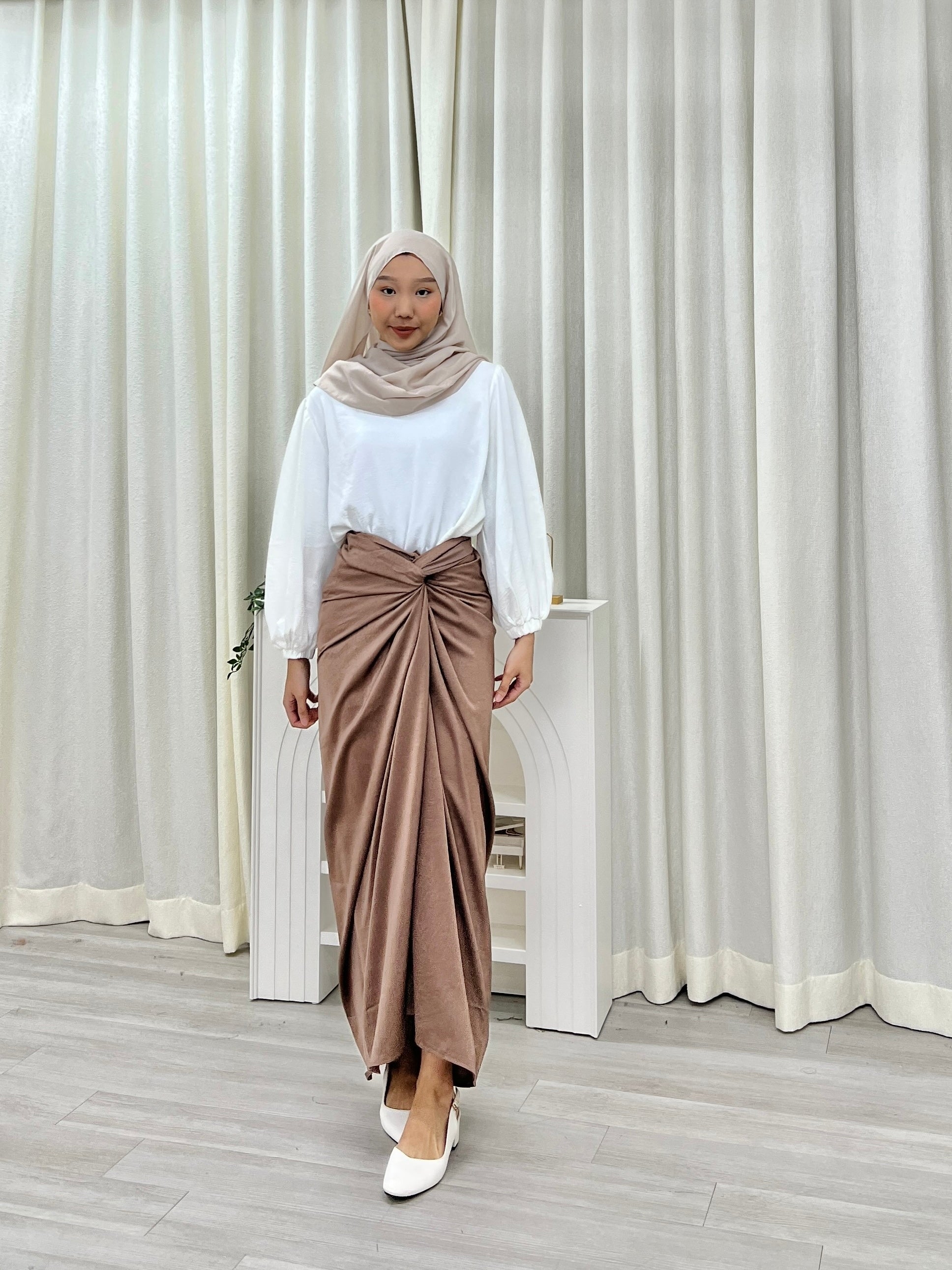 Textured Satin Wrap Skirt