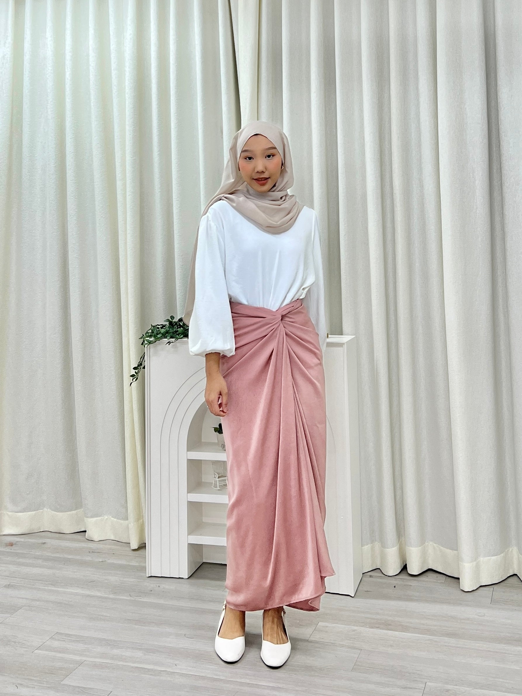 Textured Satin Wrap Skirt