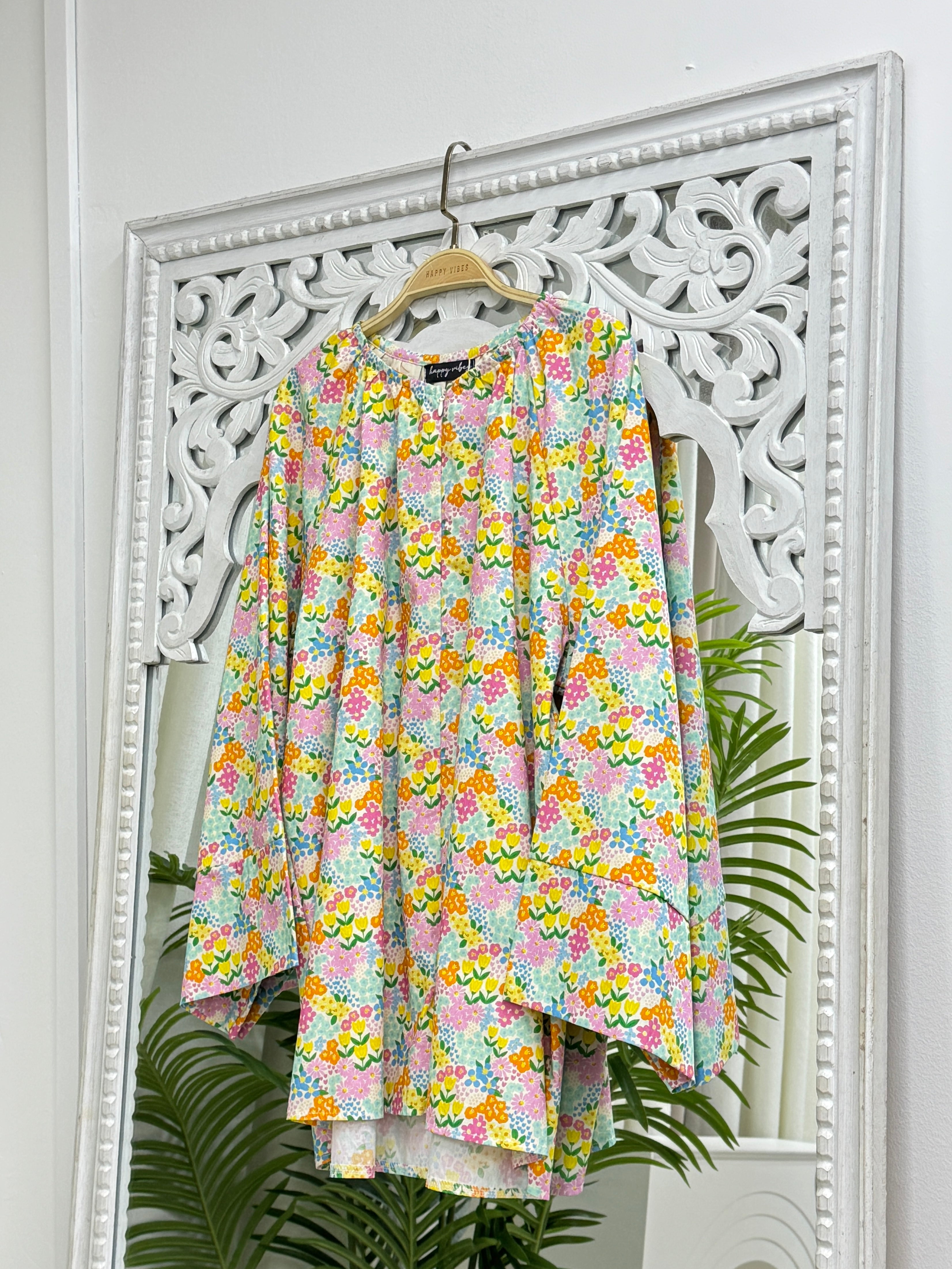 Azure Raglan Cotton Blouse