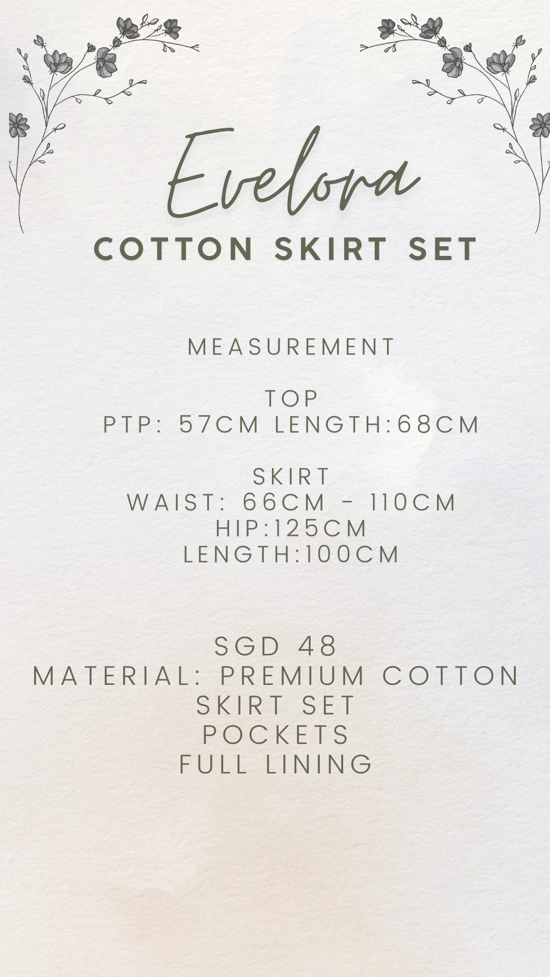 Evelora Cotton Skirt Set