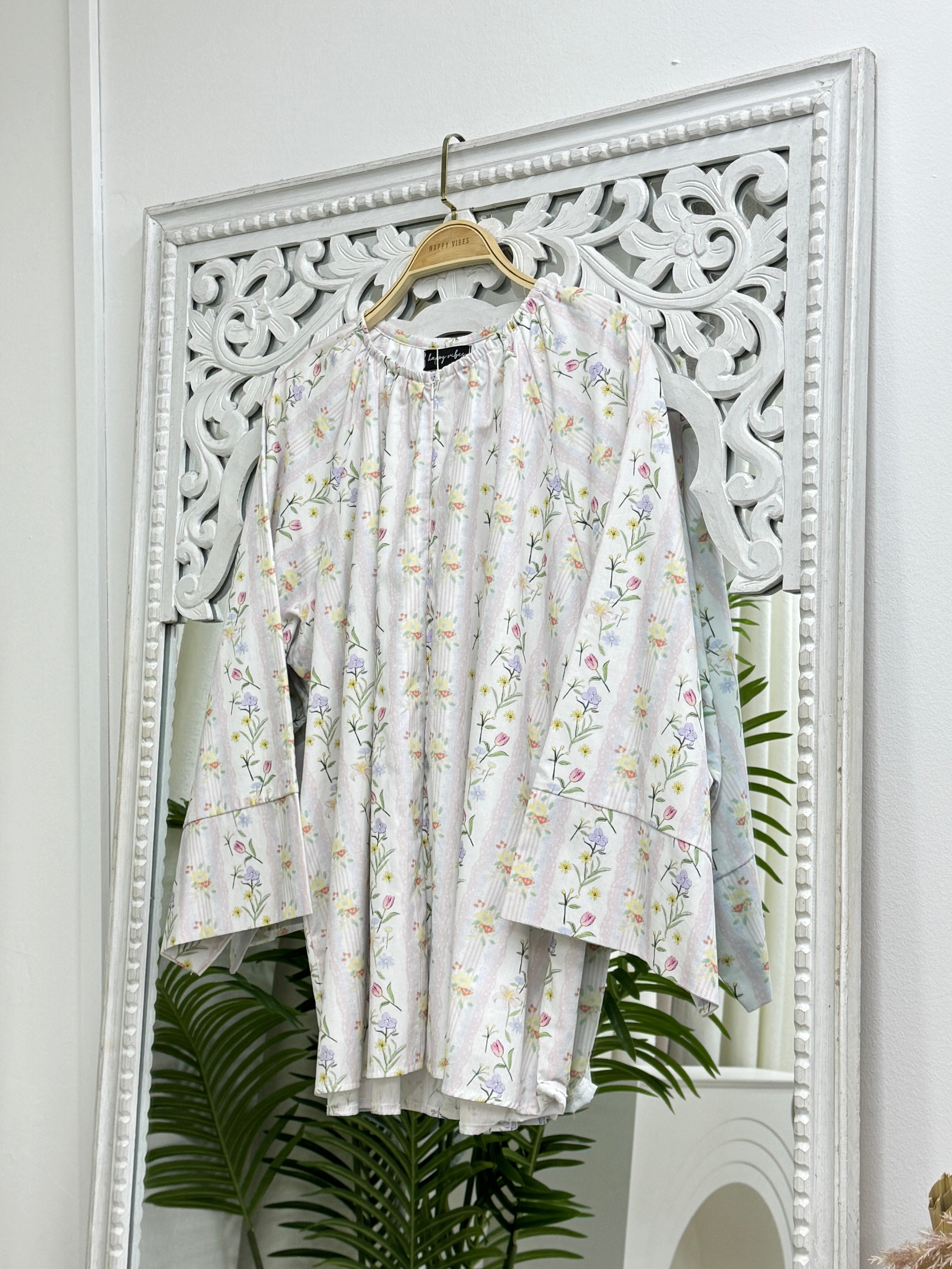 Azure Raglan Cotton Blouse