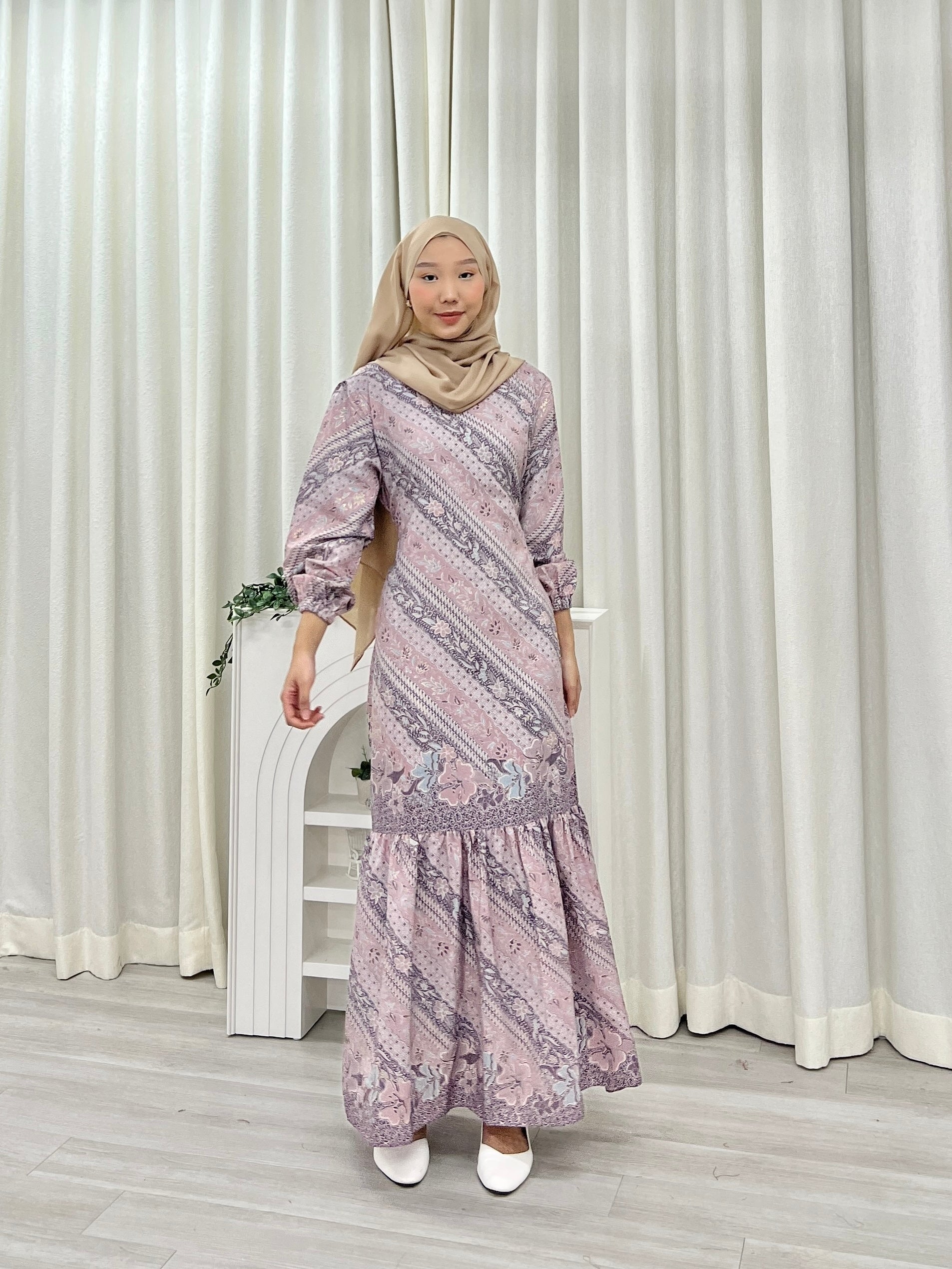 Batik Square Neck Ruffle Dress - Ahina