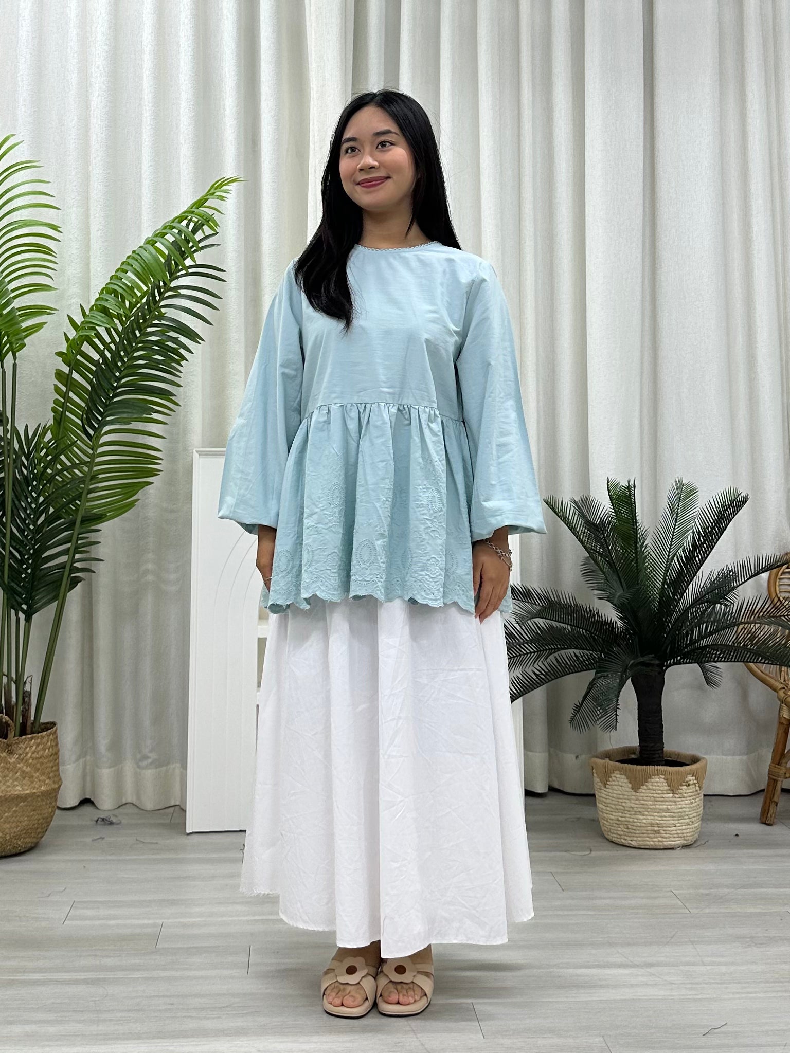 Rose Eyelet Babydoll Blouse