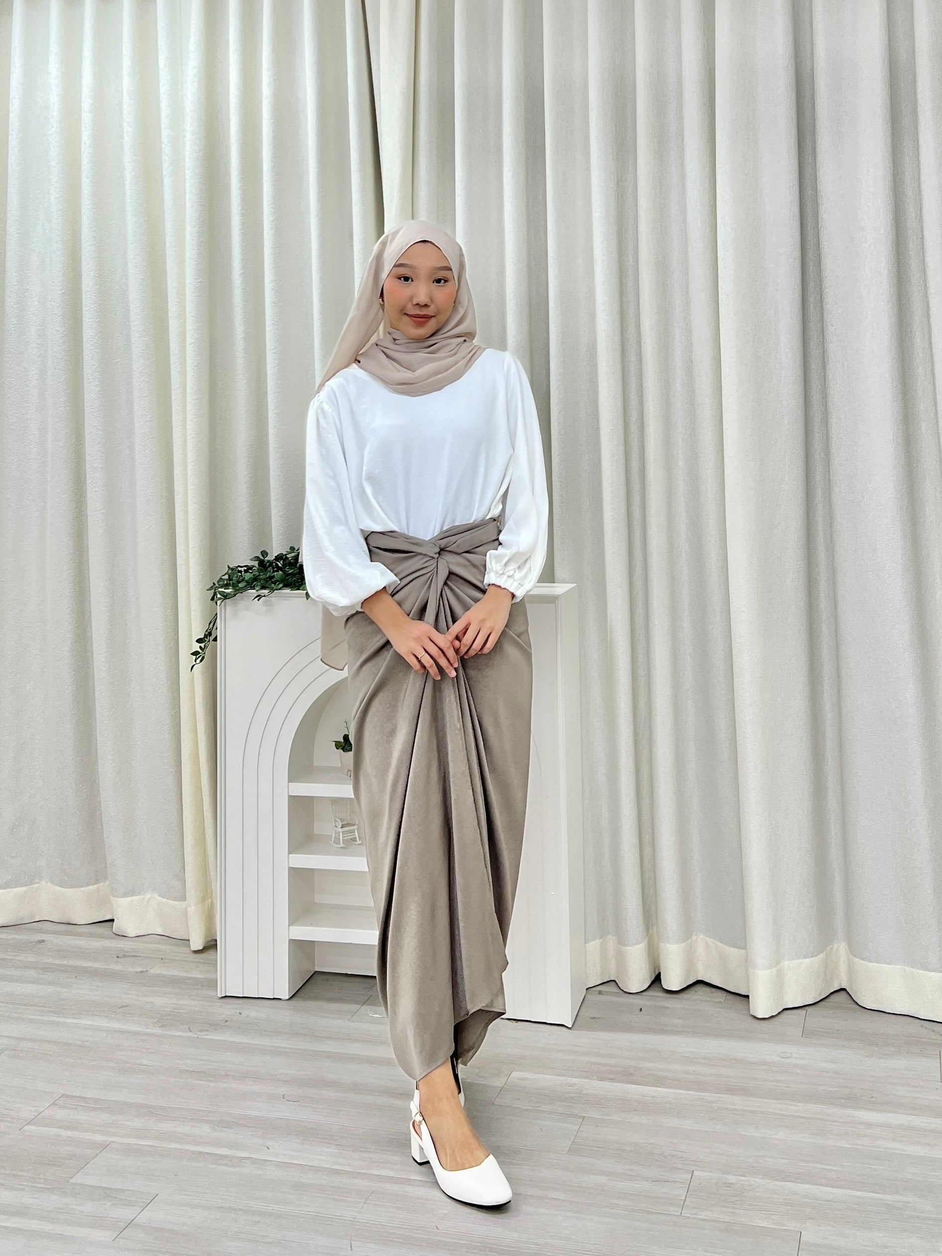 Textured Satin Wrap Skirt