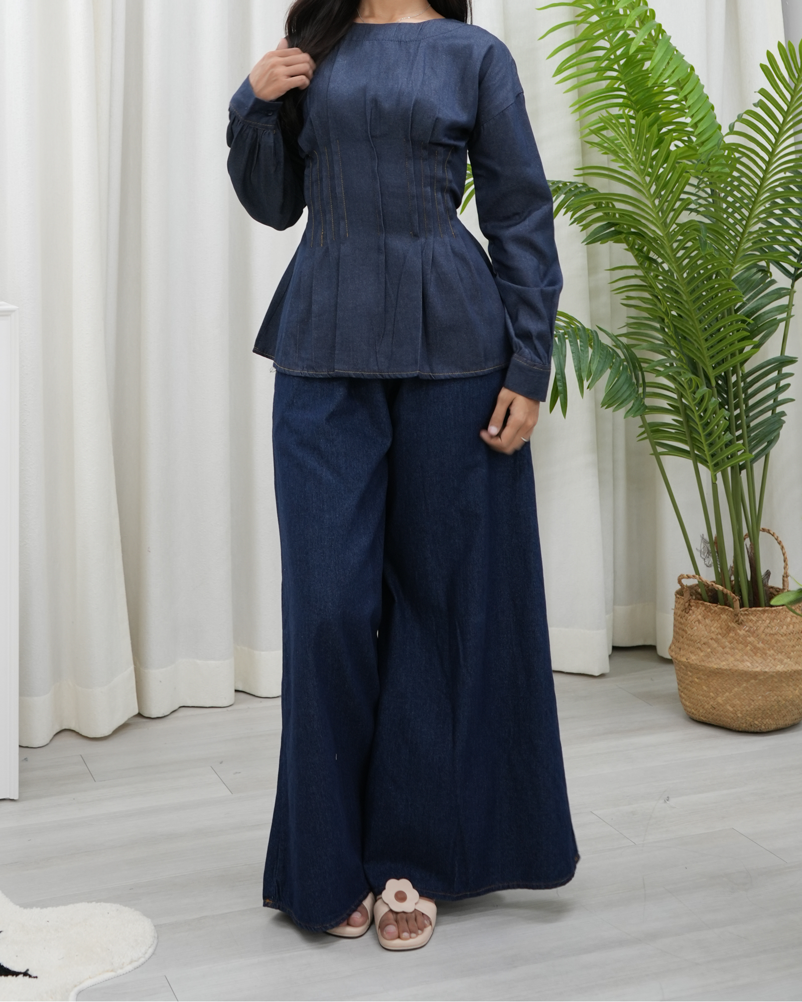 Denim Tie Sculpt Top Fits XS - M