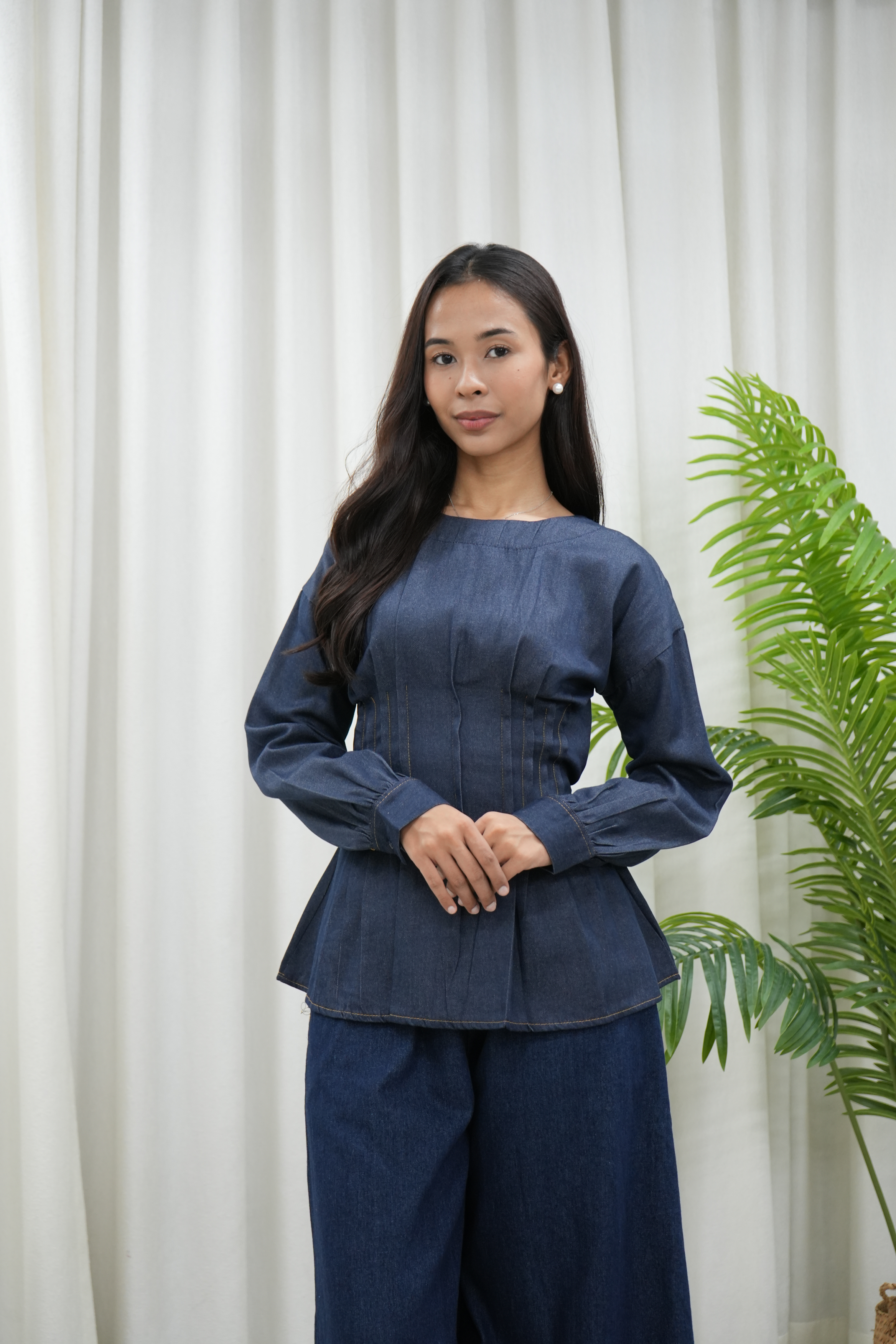 Denim Tie Sculpt Top Fits XS - M