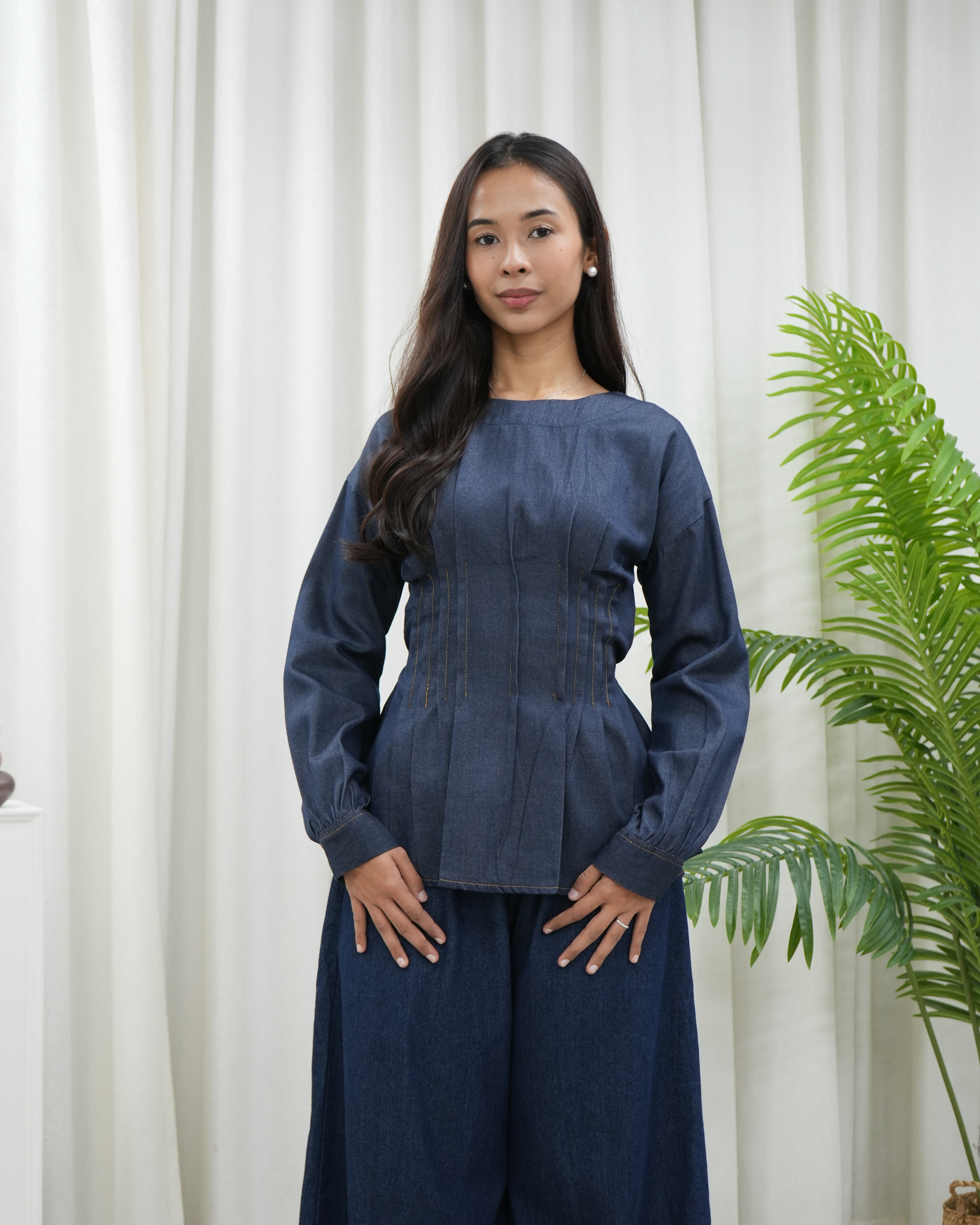 Denim Tie Sculpt Top Fits XS - M