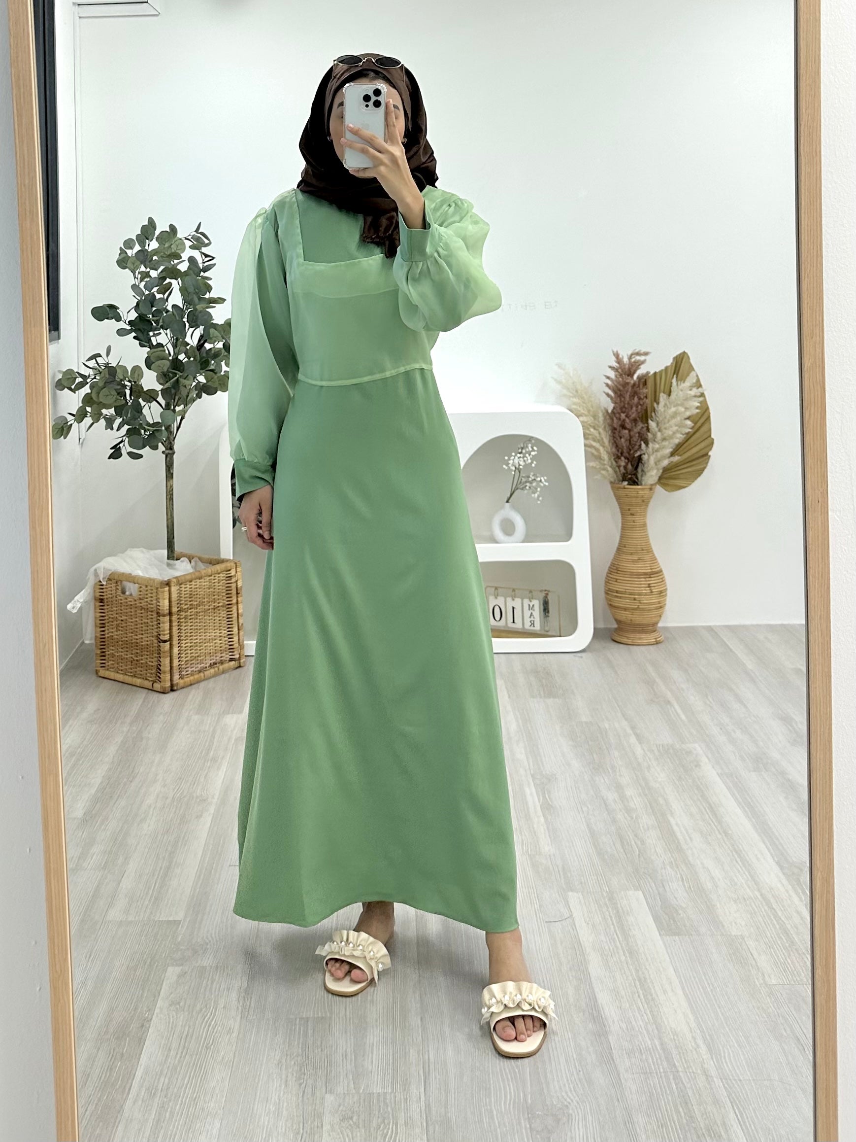 Solid Balloon Maxi Dress