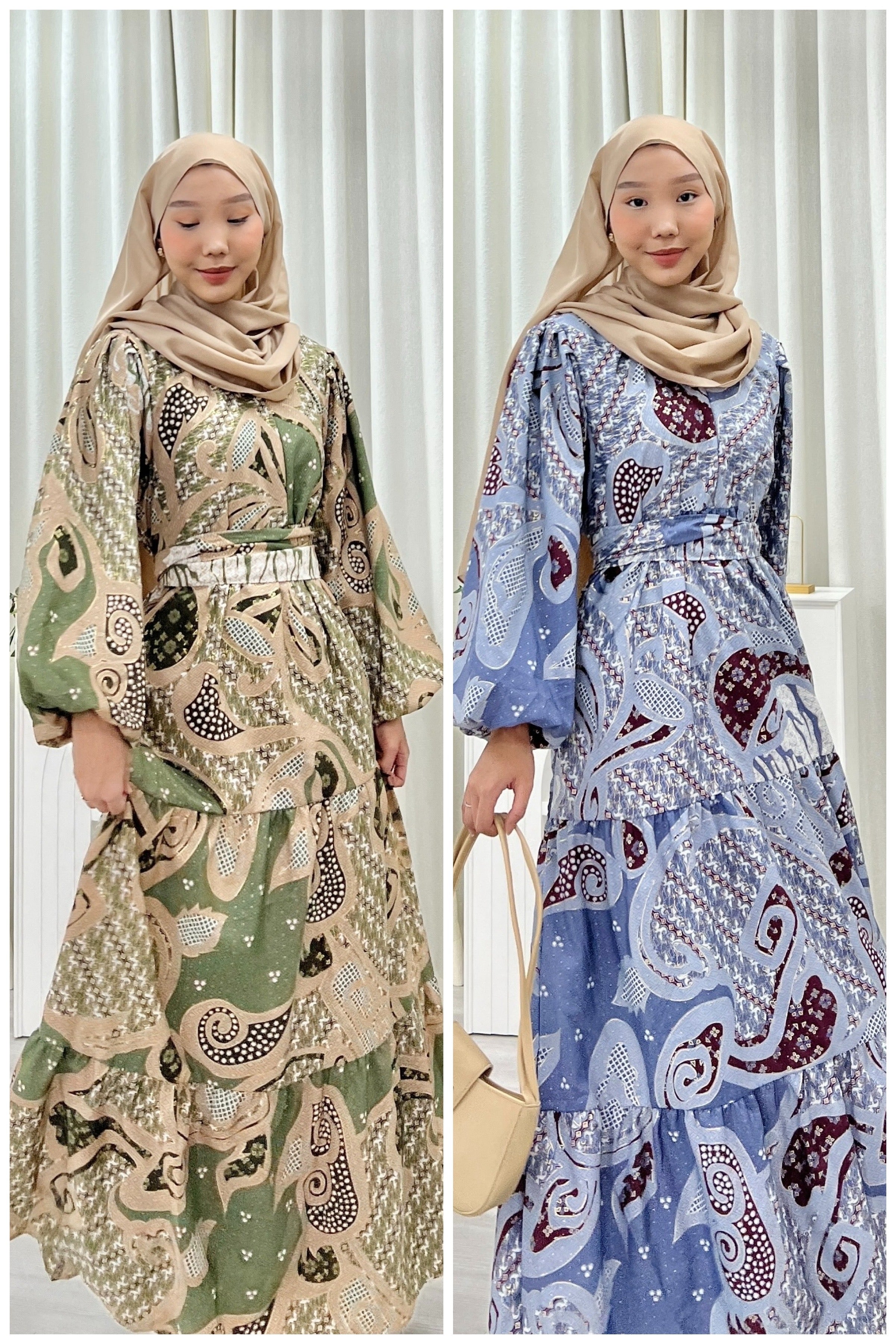 Batik Balloon Sleeve Dress - Dewi