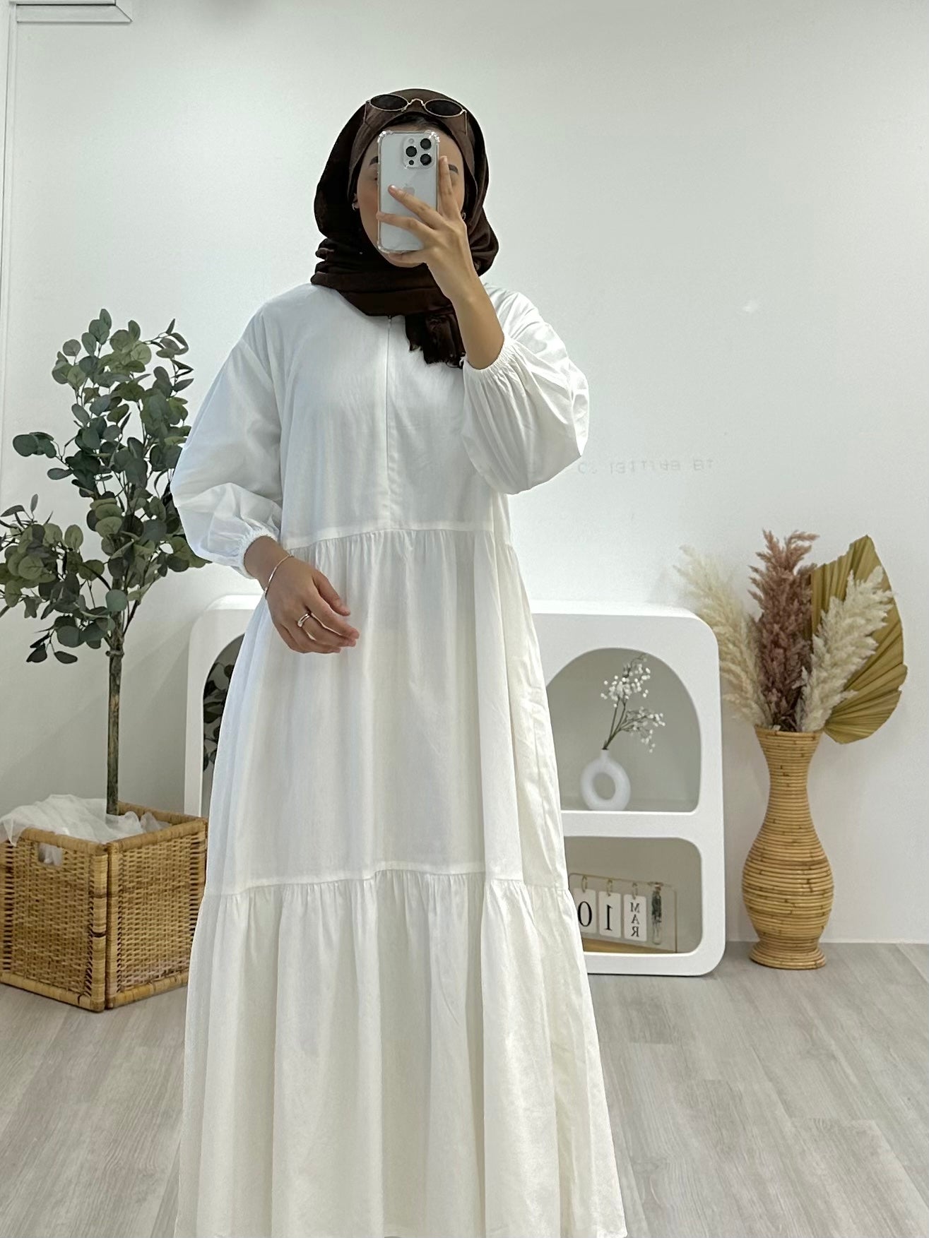 Plain Nursing Friendly Linen Dress