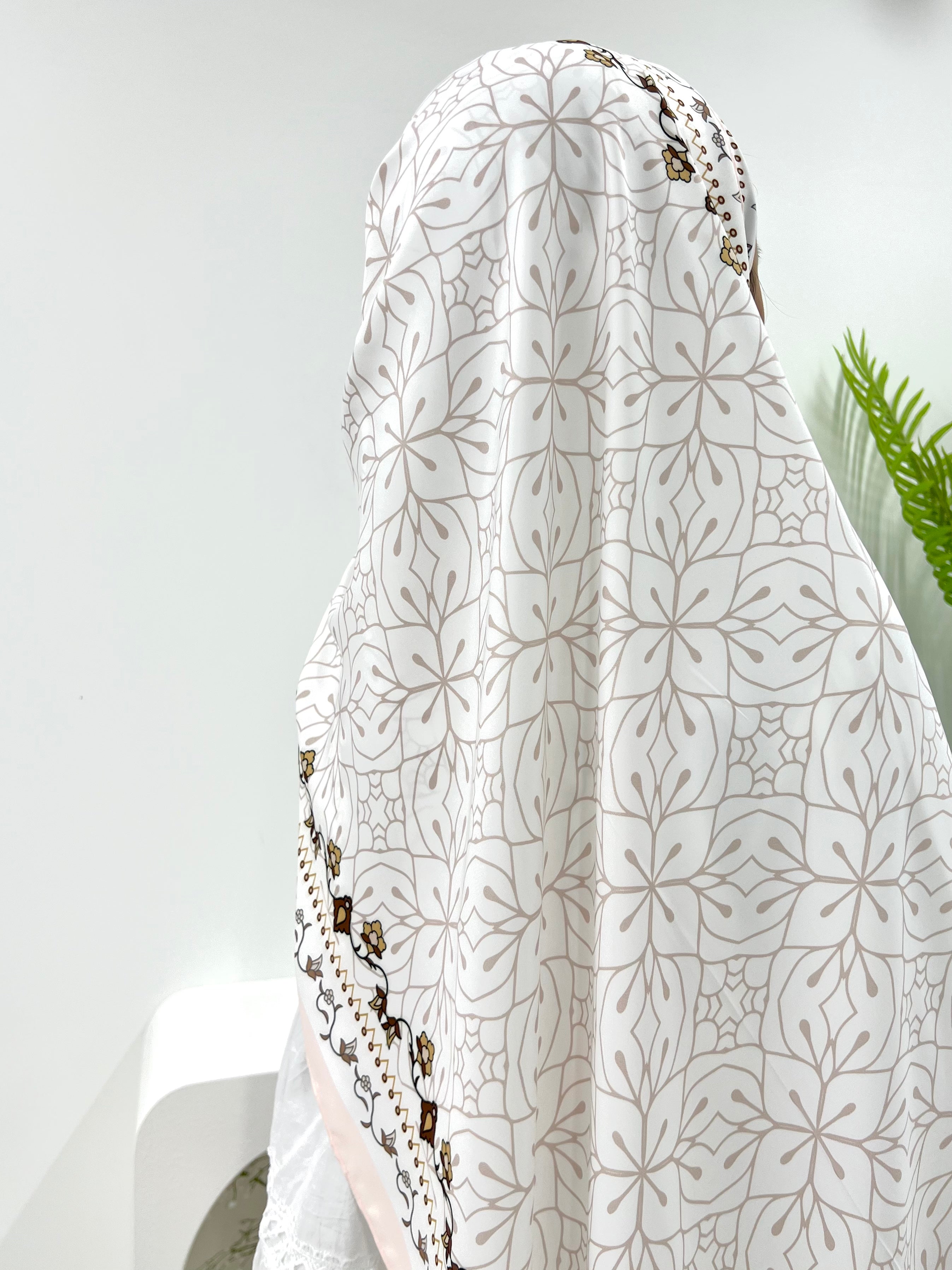 Printed Matte Satin Shawl - Whimsical