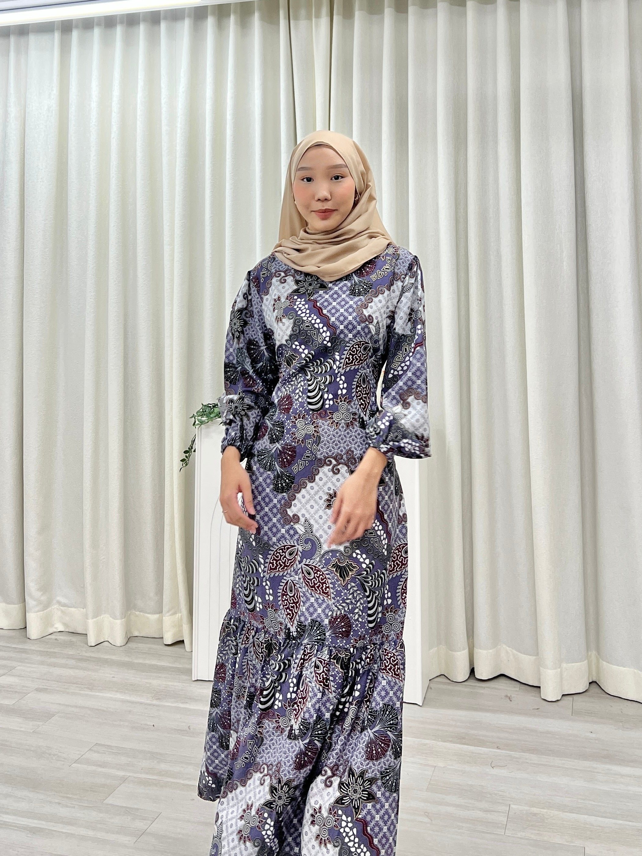 Batik Square Neck Ruffle Dress - Palanya