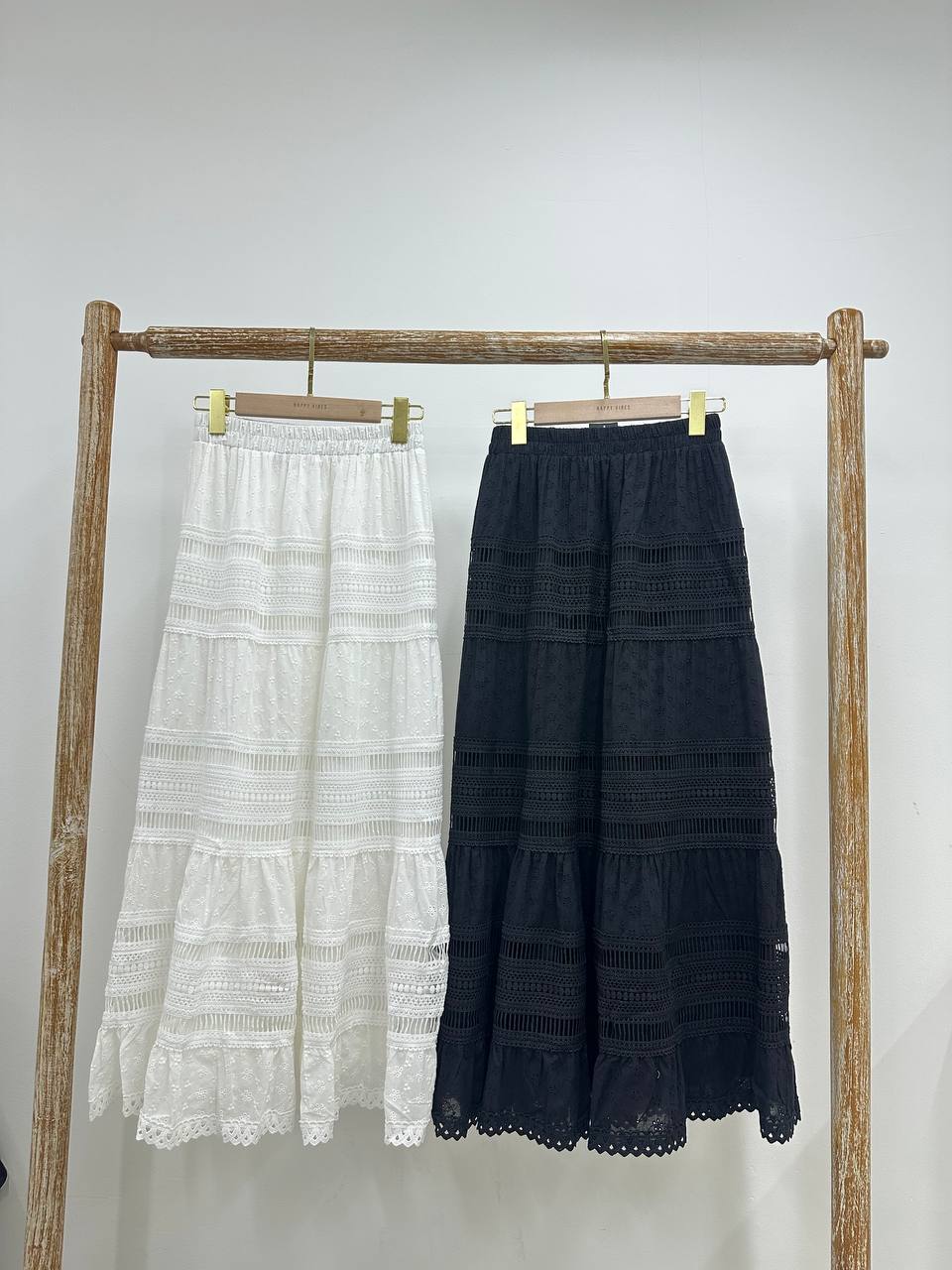 Elia Eyelet Tiered Lines Skirt