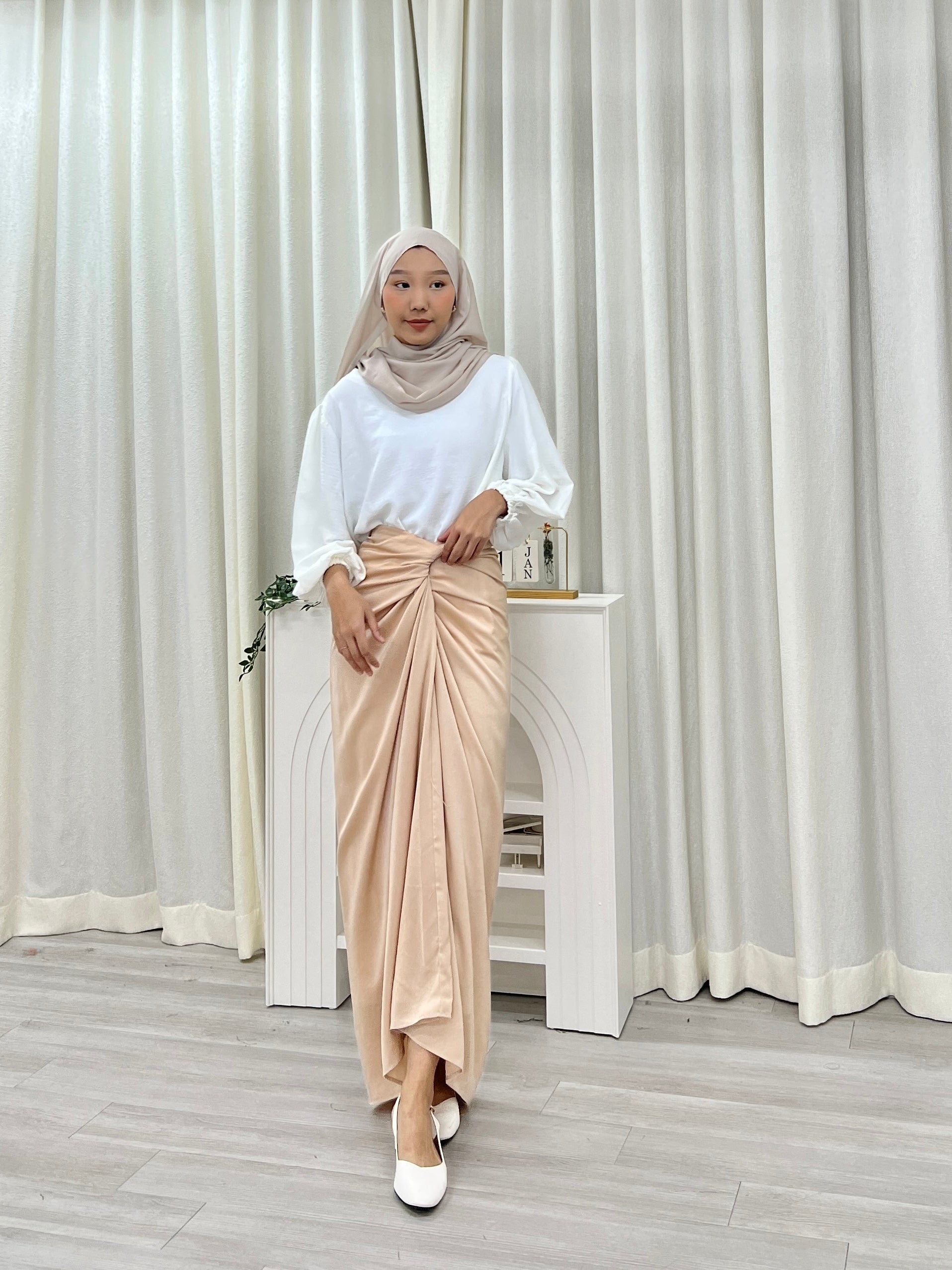 Textured Satin Wrap Skirt