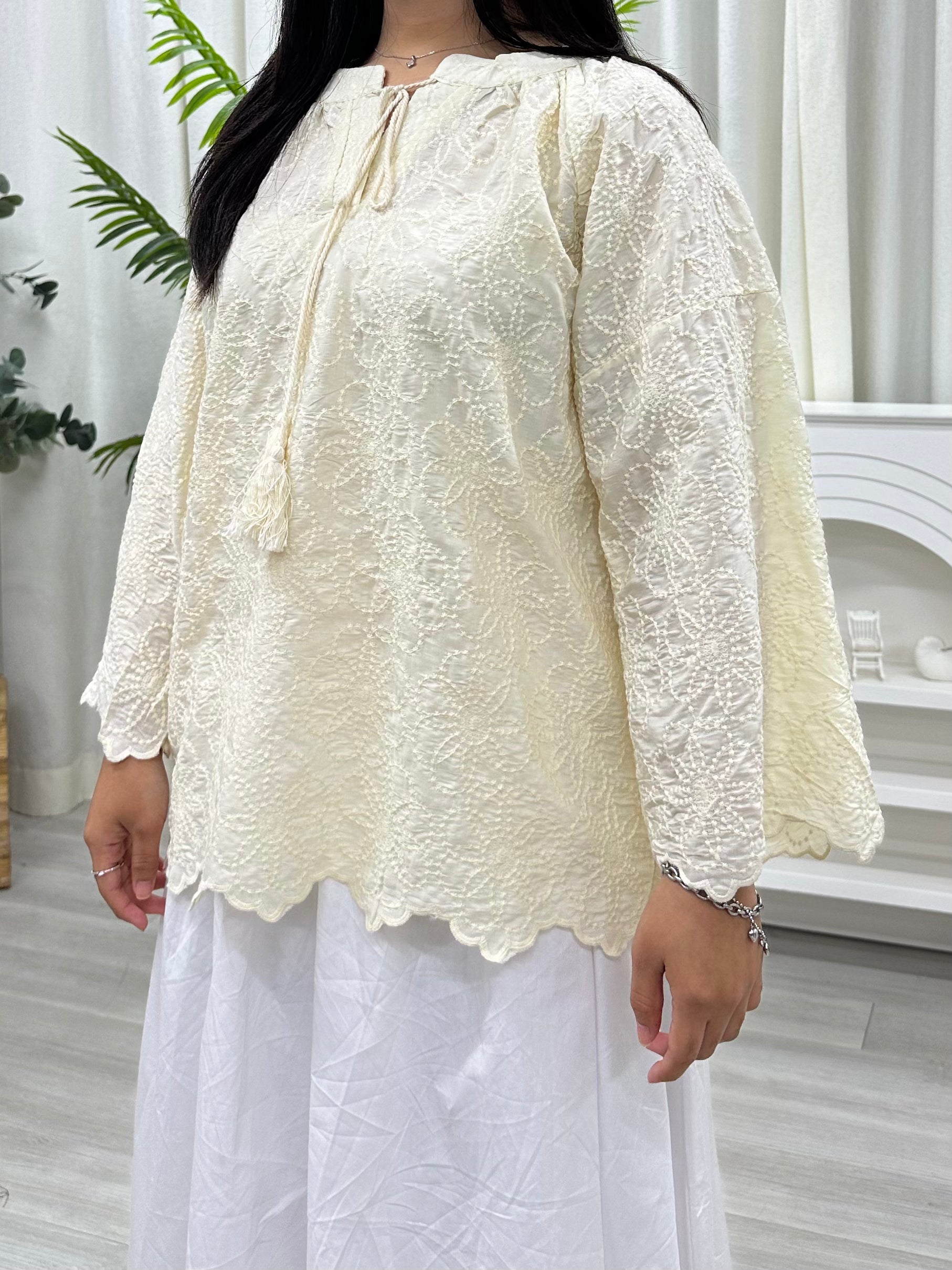 Flora Embroidered String Top