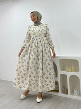 Load image into Gallery viewer, Printed Milkmaid Dress - Ivory Rose