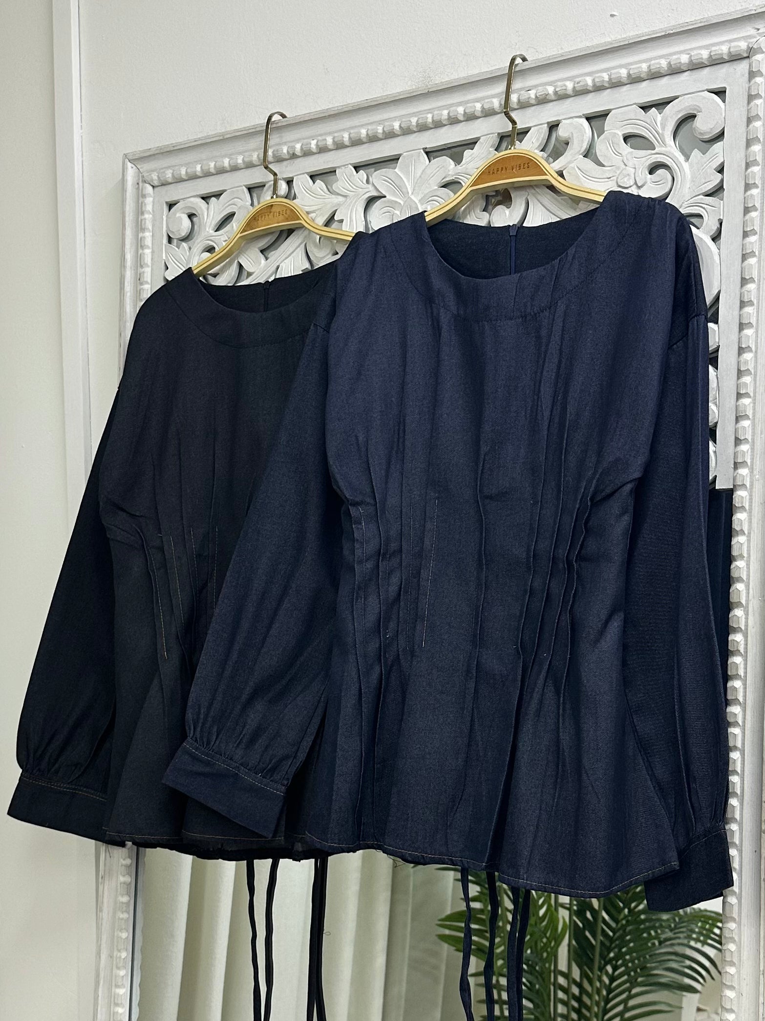 Denim Tie Sculpt Top Fits XS - M