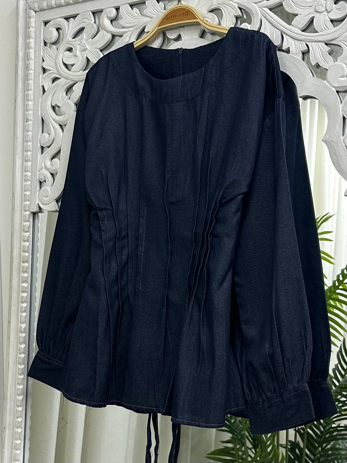 Denim Tie Sculpt Top Fits XS - M