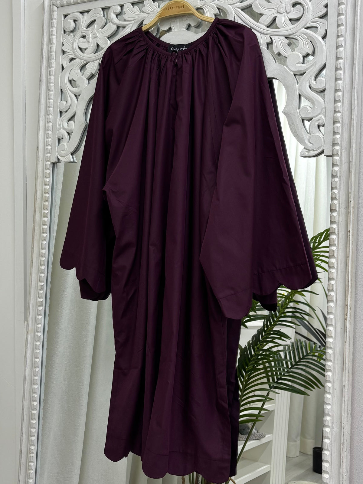 Zora Raglan Scallop Tunic Cooling Cotton